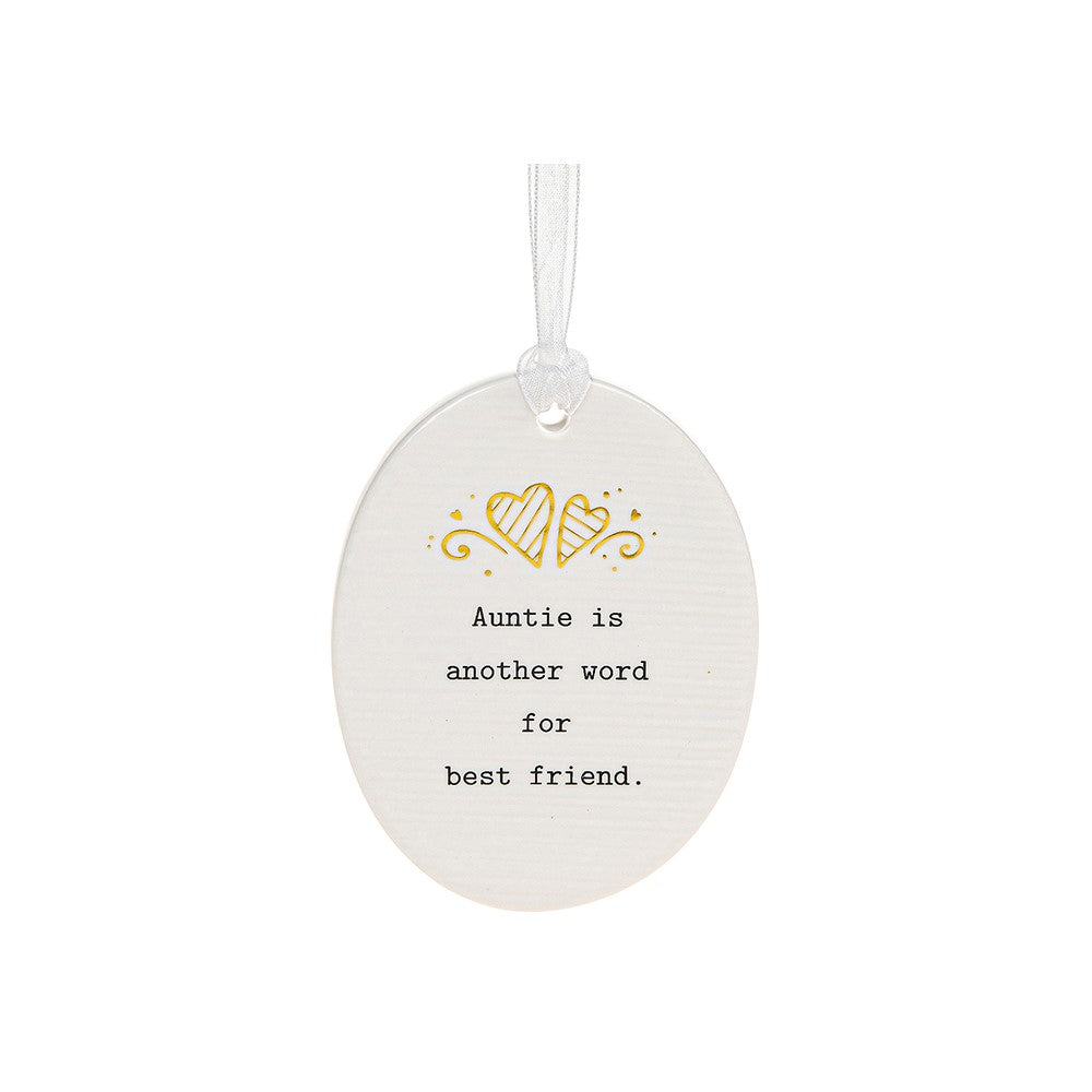 Thoughtful Words Auntie My Best Friend Ceramic Oval Shaped Plaque