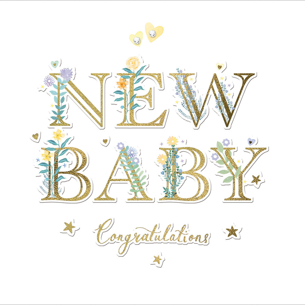 Congratulations Embossed Gold Foiled New Baby Greeting Card