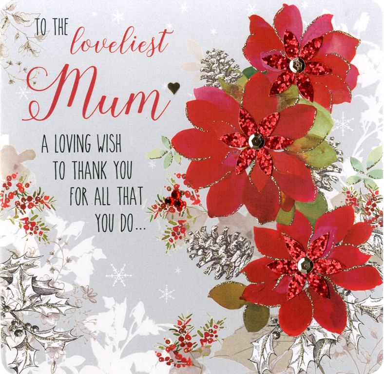 Loveliest Mum Special Luxury Handmade Christmas Card Xmas Cards