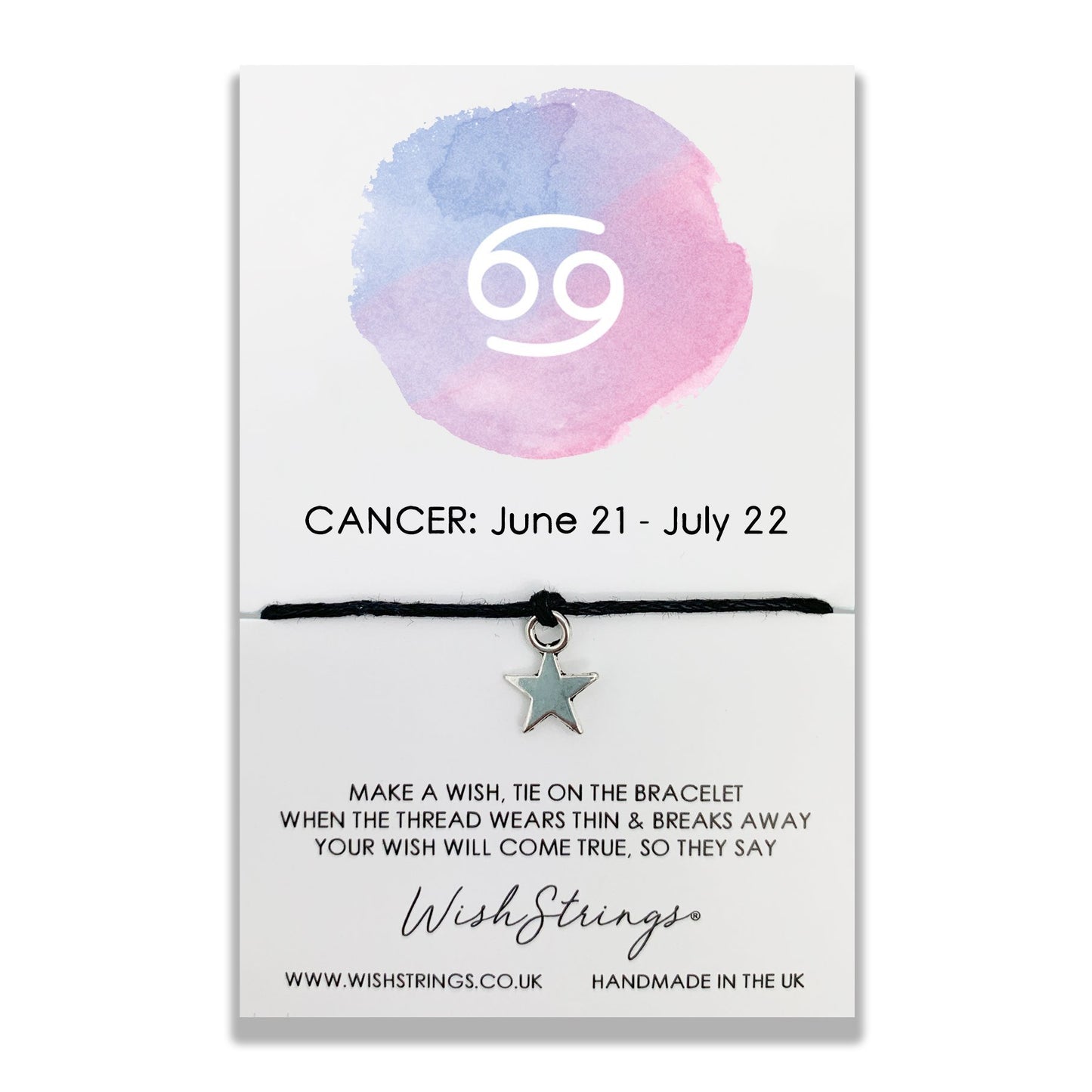 Cancer Zodiac Wish String Bracelet With Lucky Charm