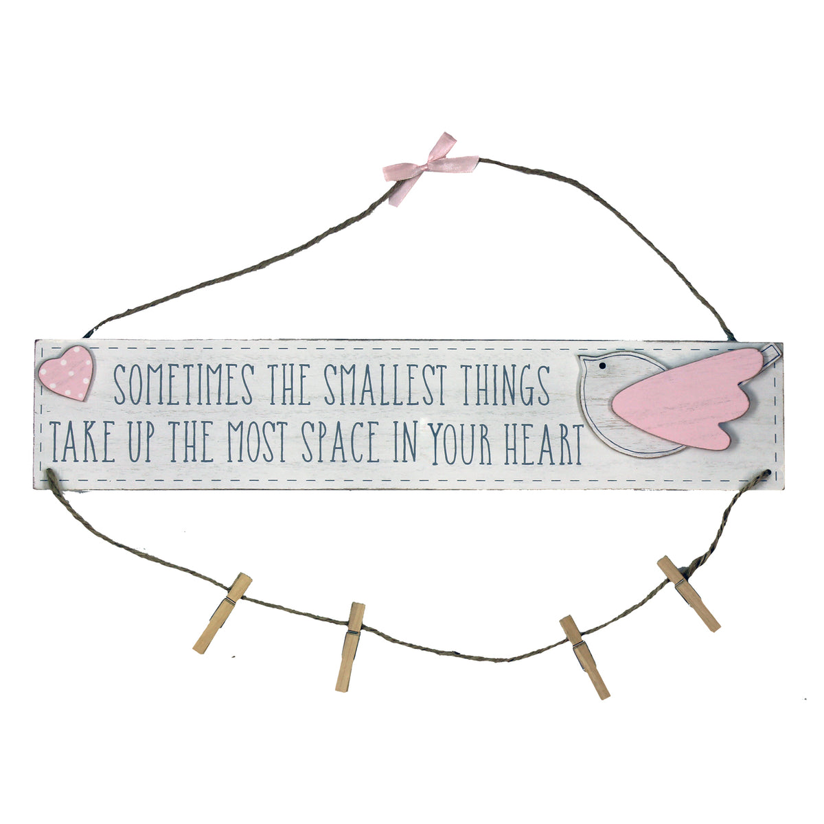 Petit Cheri Little Things Pink Hanging Plaque With Pegs