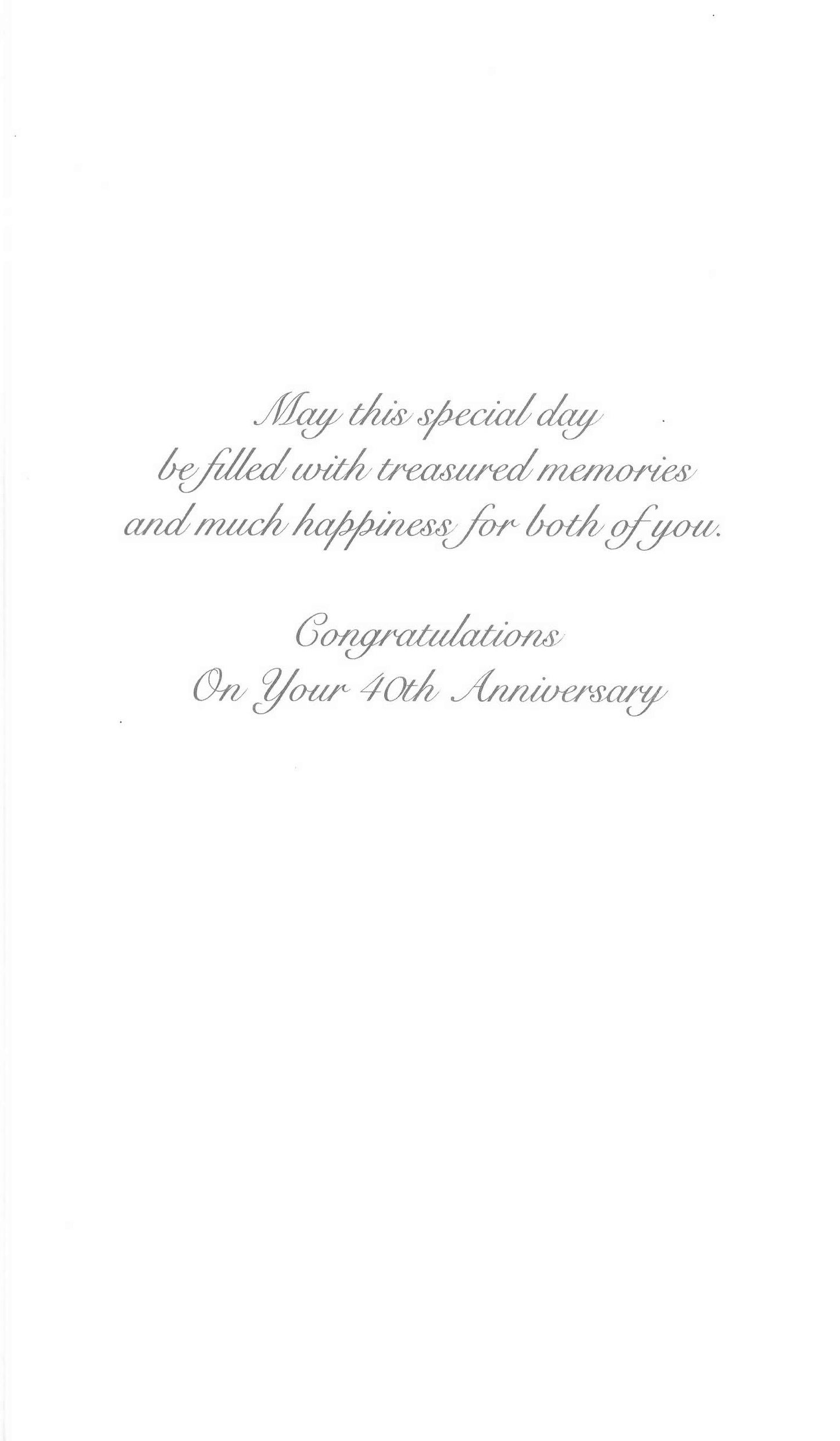 On Your Ruby 40th Anniversary Luxury Champagne Greeting Card Hand-Finished Cards