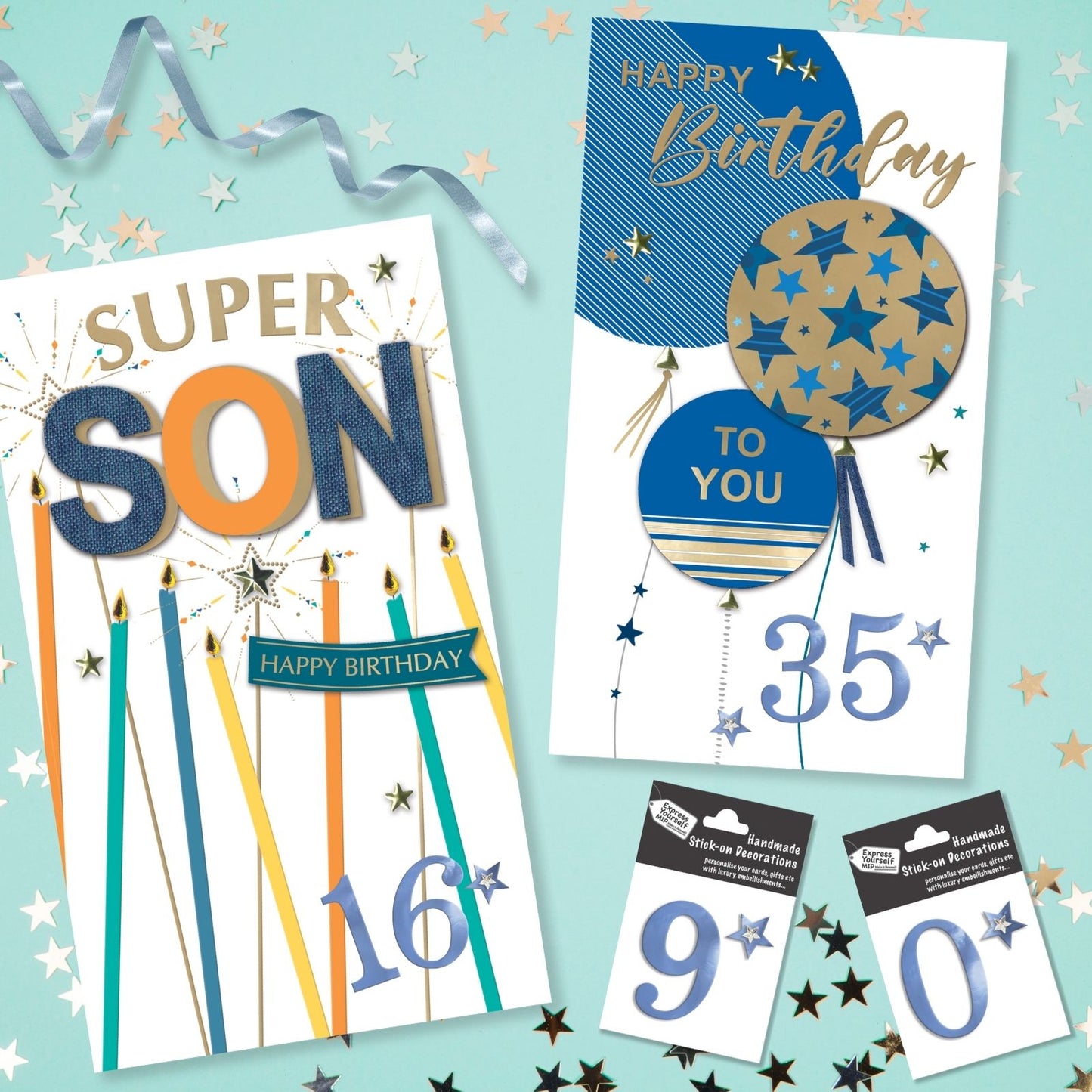Make It Personal Stick-On Number 5 Blue Foil DIY Card Topper Embellishment