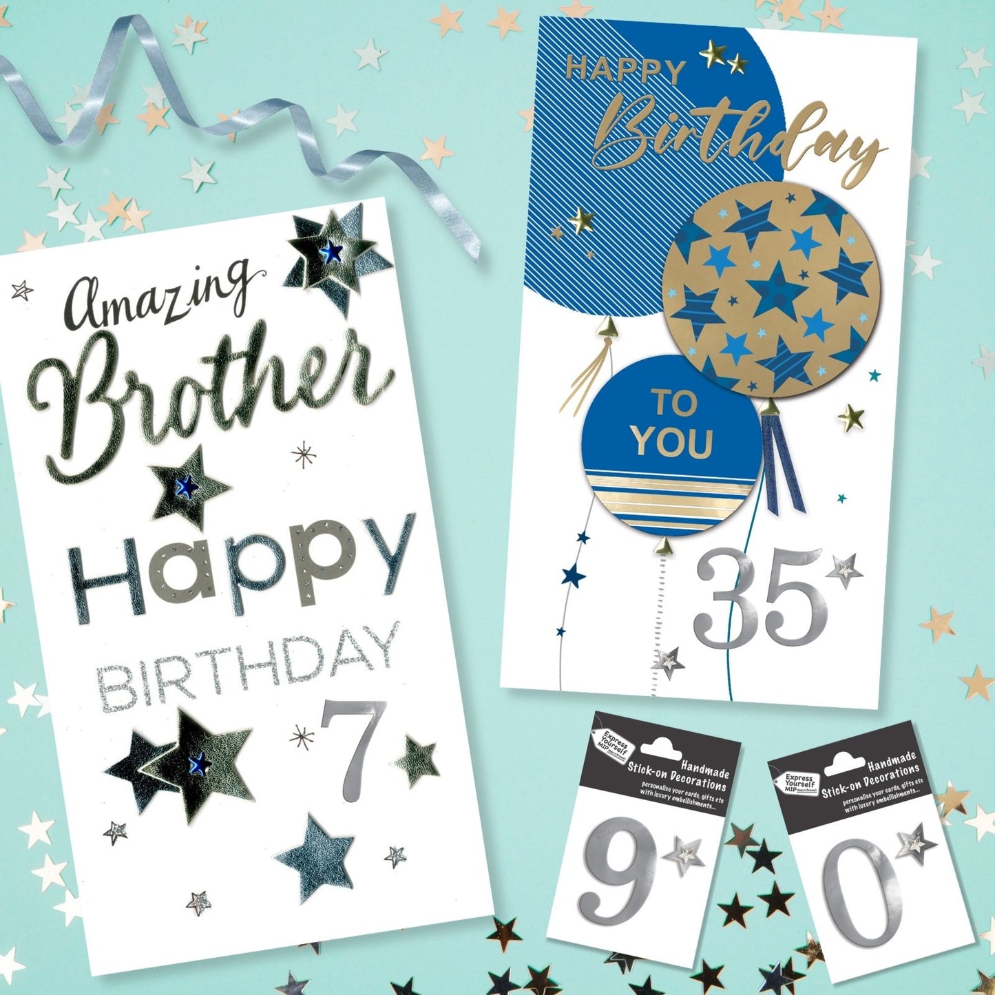 Make It Personal Stick-On Number 2 Silver Foil DIY Card Topper Embellishment