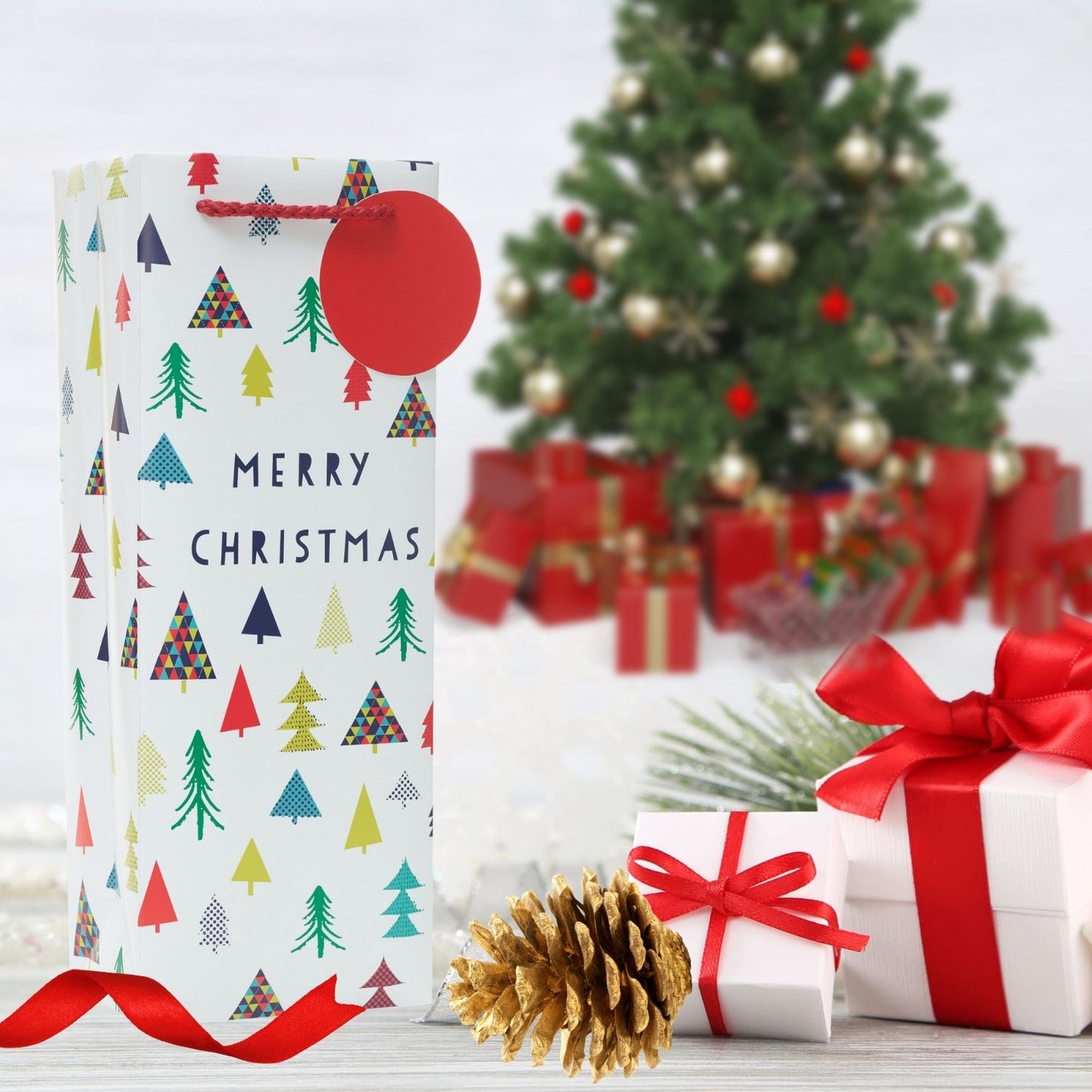 Festive Xmas Trees Christmas Bottle Gift Bag Xmas Gift Wrap Gifting Accessory