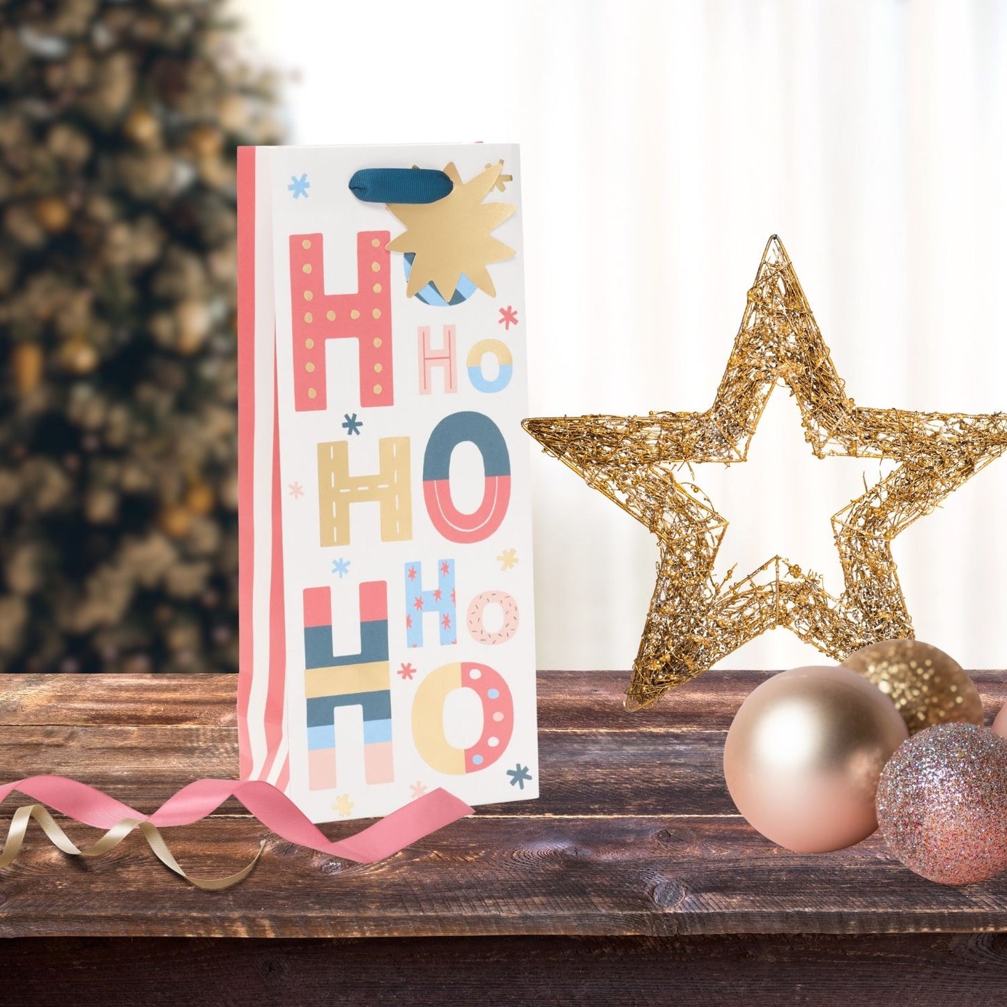 Ho Ho Ho Christmas Bottle Gift Bag Festive Xmas Gift Wrap Gifting Accessory