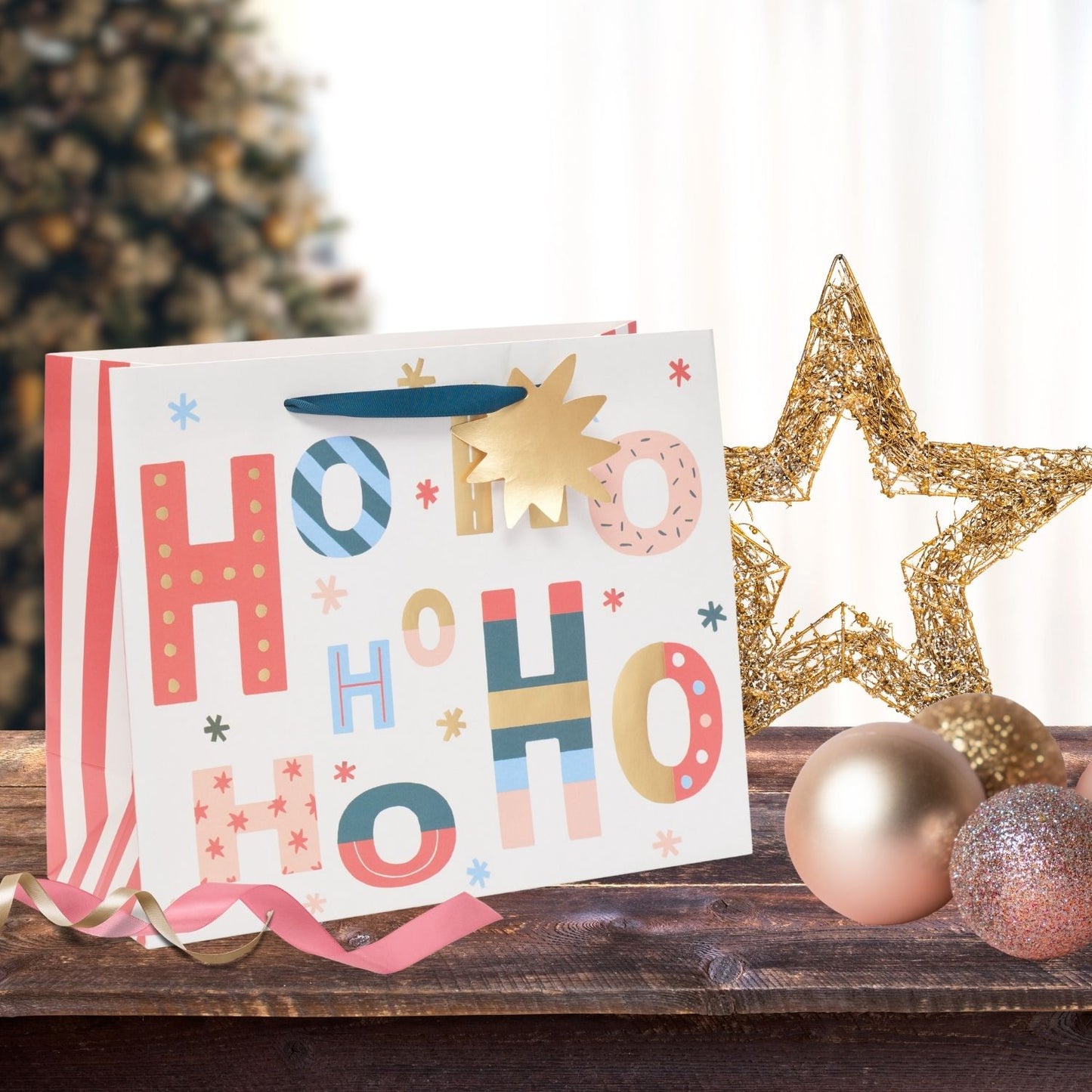 Ho Ho Ho Large Christmas Gift Bag Festive Xmas Gift Wrap Gifting Accessory