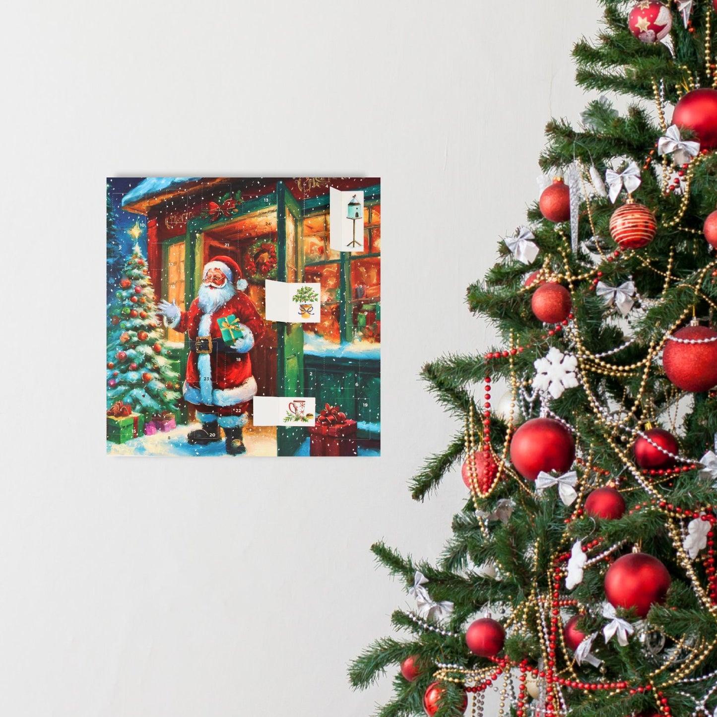 Traditional Picture Advent Calendar Festive Santa Gifts Christmas Countdown Gift