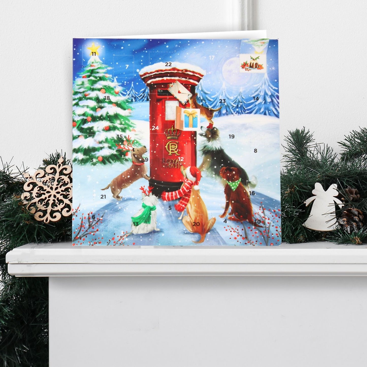 Advent Calendar Christmas Card Cute Festive Dogs Xmas Countdown Greeting Card