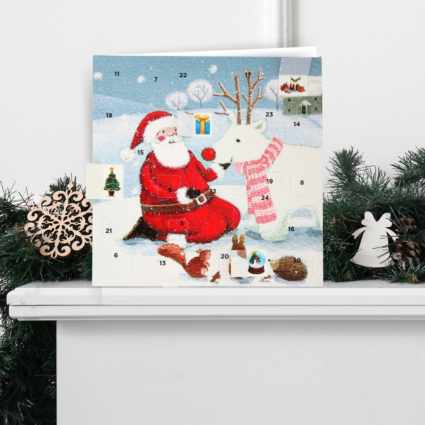 Advent Calendar Christmas Card Festive Snowy Santa Xmas Countdown Greeting Card