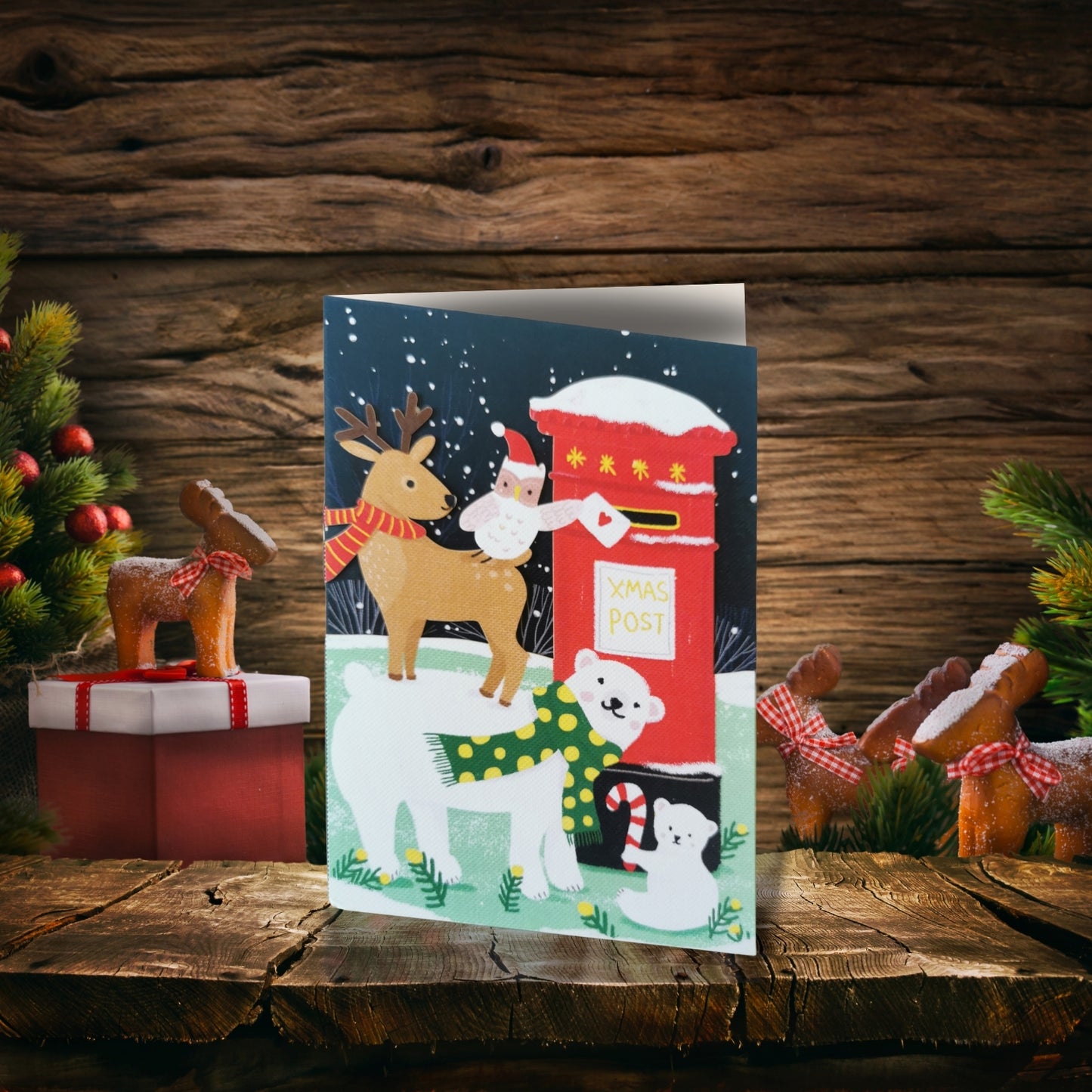Paper Cut Art Animal's Xmas Post Laser Cut Christmas Greeting Card