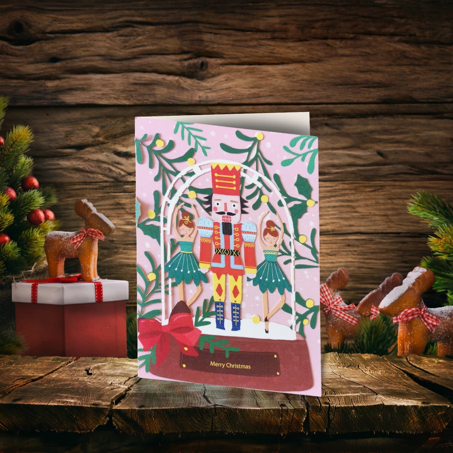 Paper Cut Art Nutcracker Snowglobe Laser Cut Christmas Greeting Card