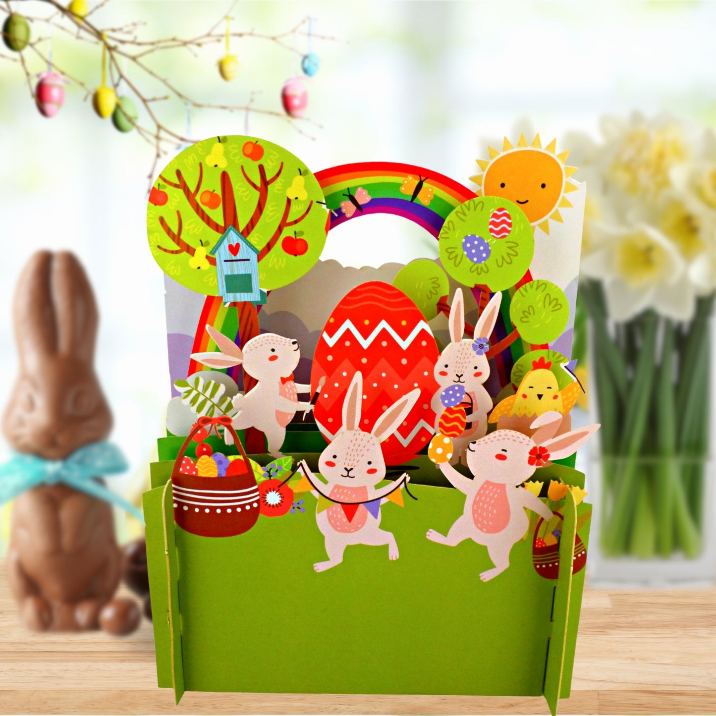 Fun Easter Bunnies Party Celebration 3D Pop Up Greeting Card