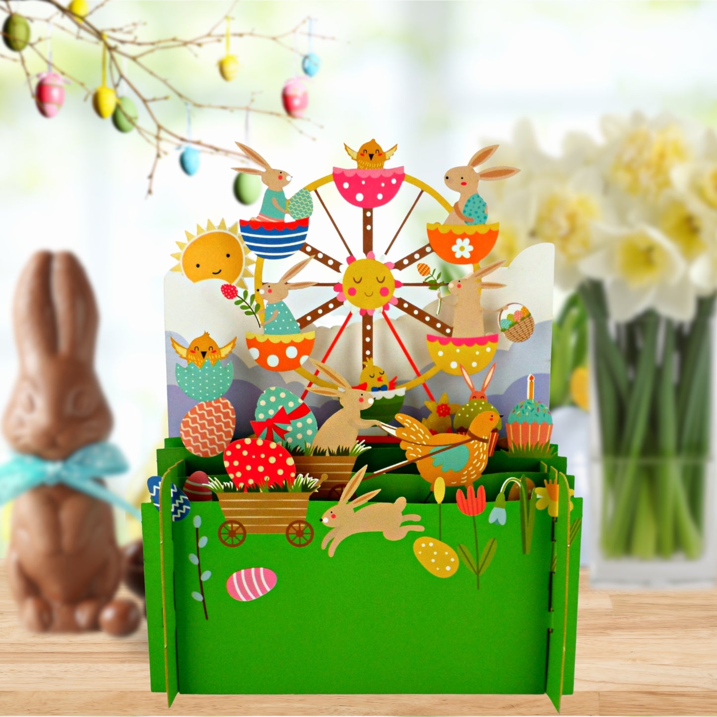 Fun Animal Easter Fair Celebration 3D Pop Up Greeting Card