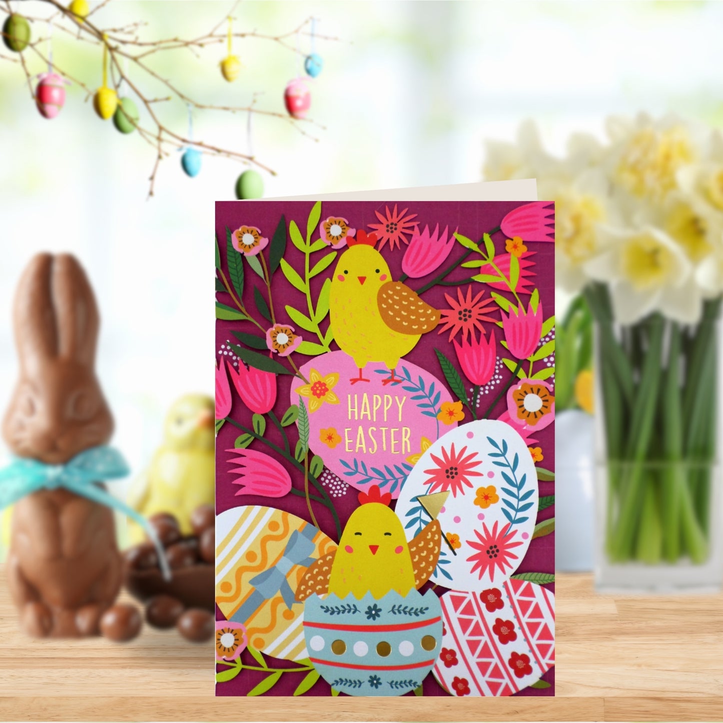 Paper Cut Art Happy Easter Chick Hatching Easter Greeting Card