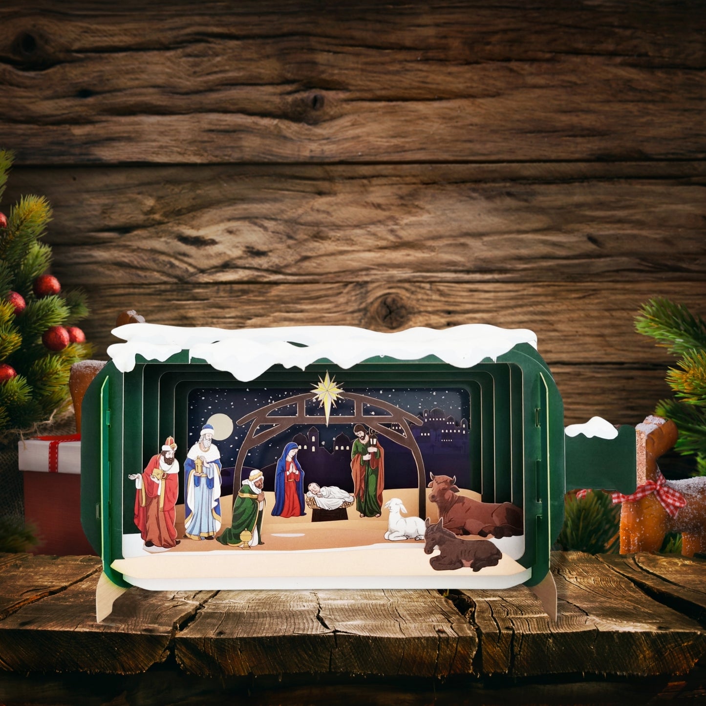 Message In A Bottle Religious Nativity Pop Up Christmas Greeting Card