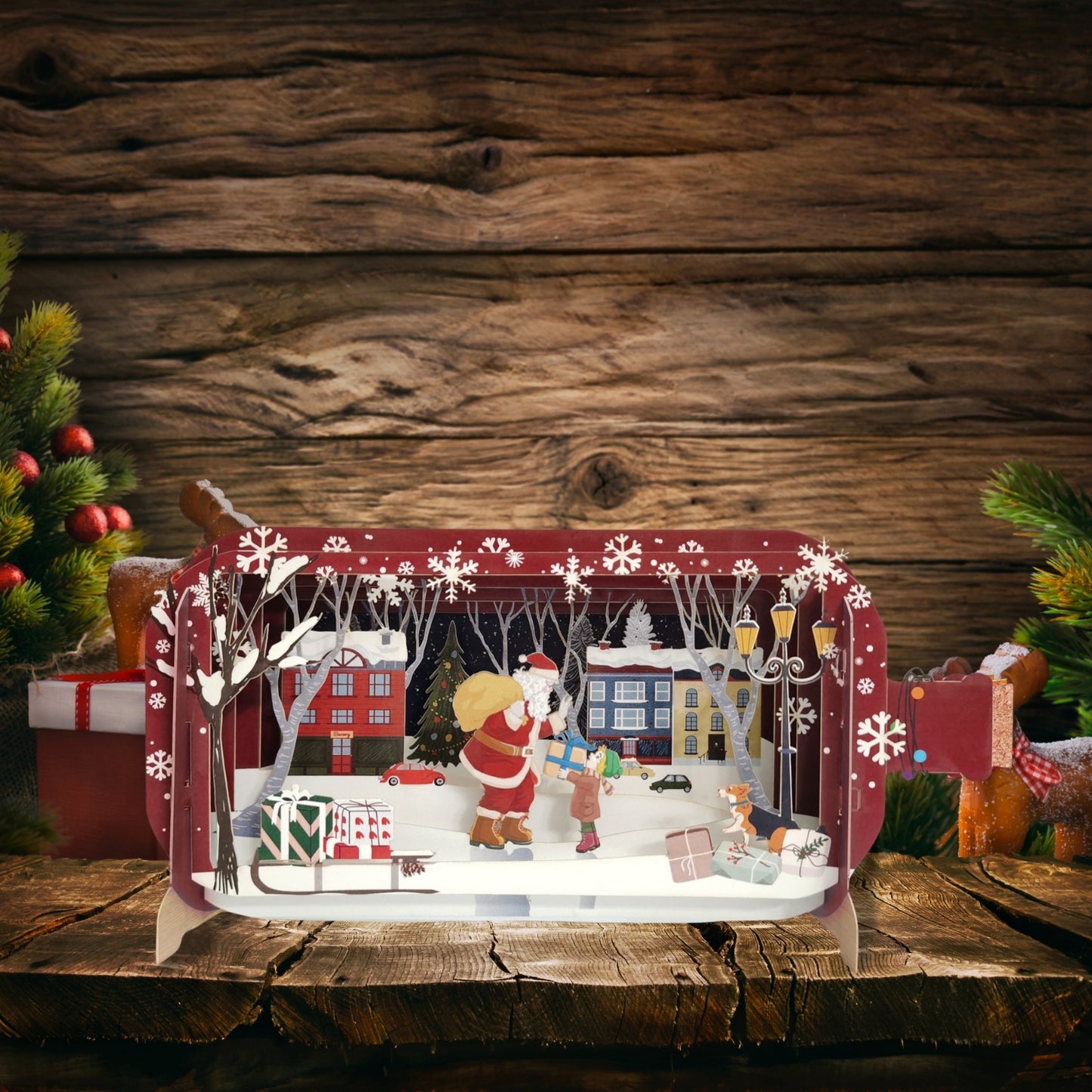 Message In A Bottle Santa Delivering Gifts Pop Up Christmas Greeting Card