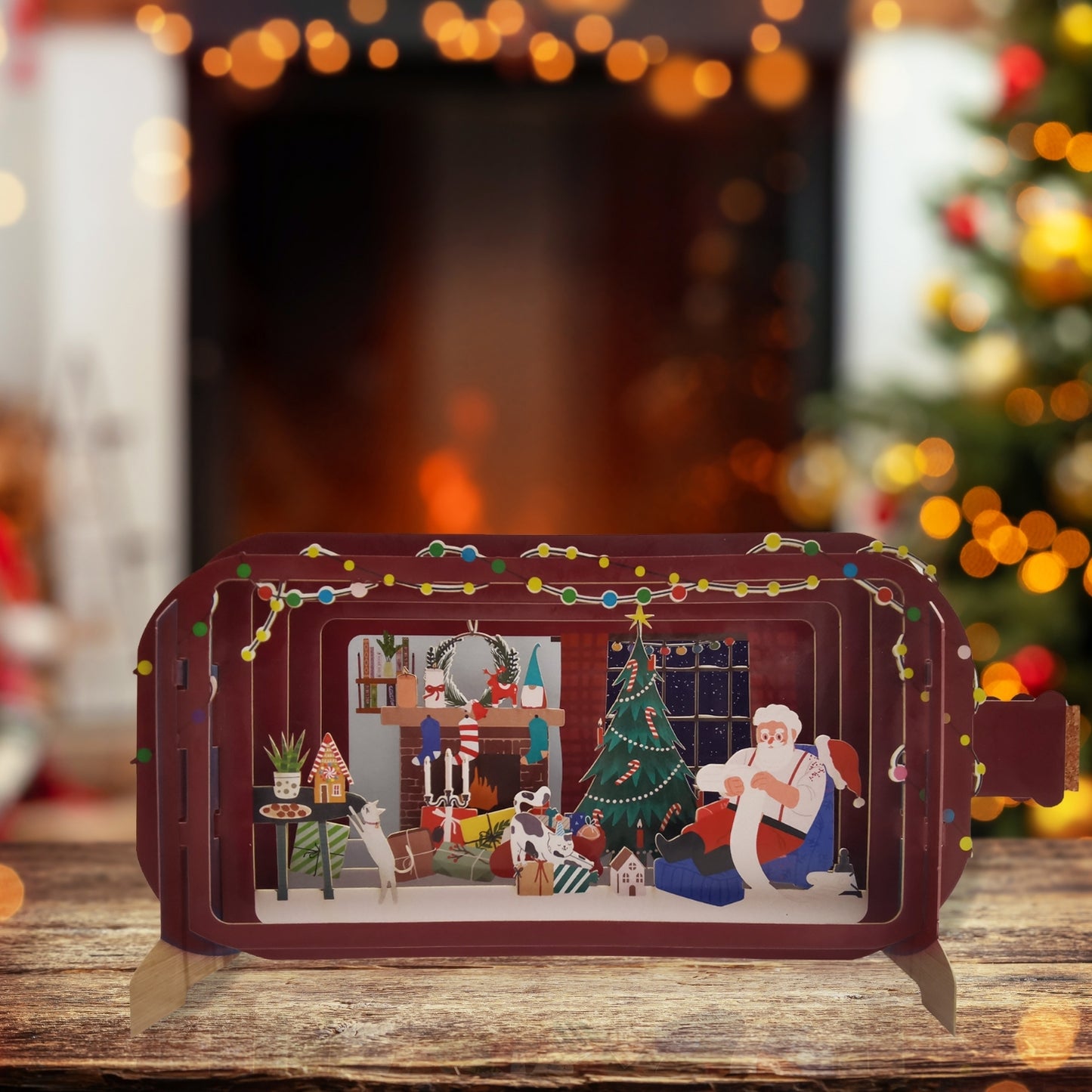 Message In A Bottle Santa & His List Pop Up Christmas Greeting Card