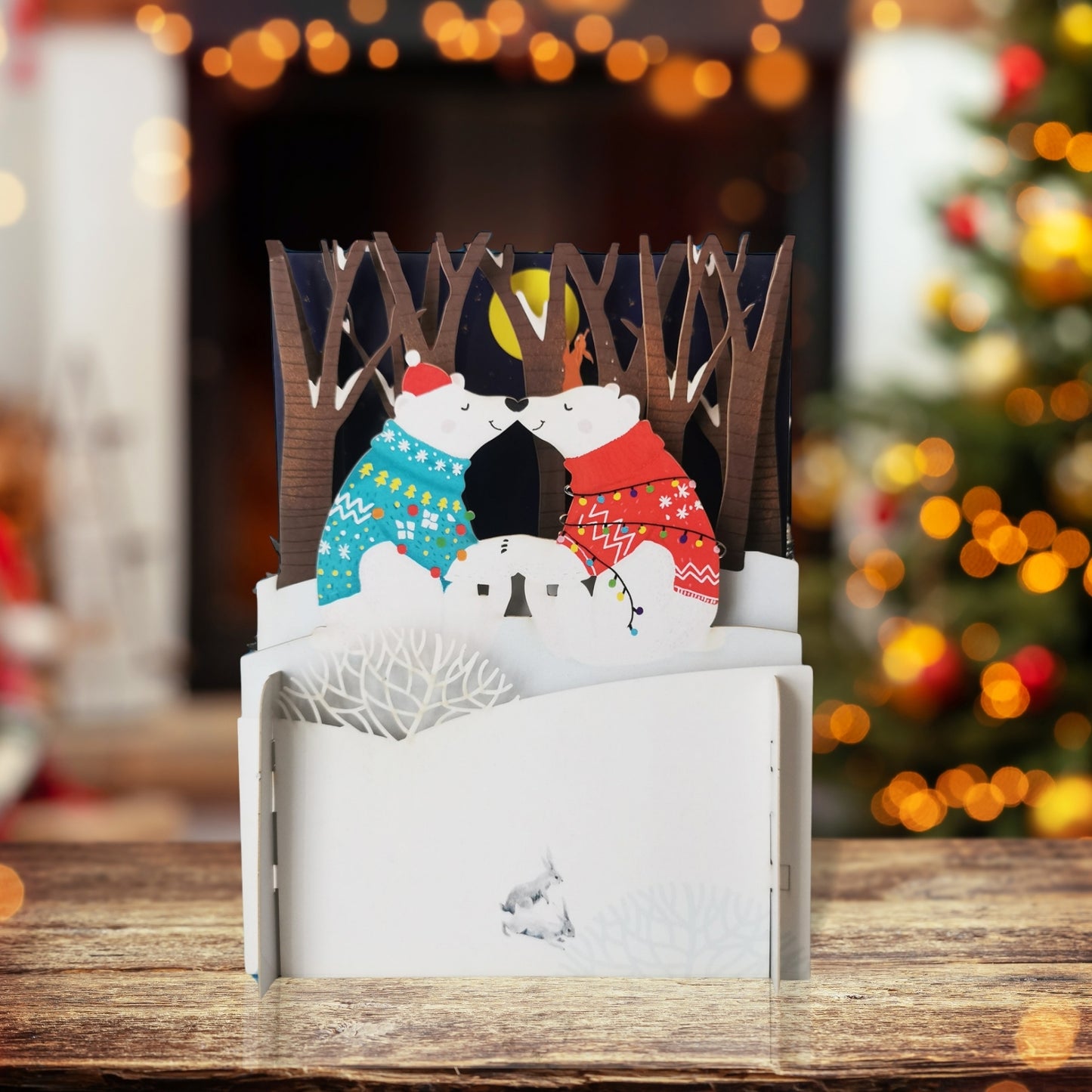 Alljoy 3D Polar Bears Kissing Pop Up Christmas Greeting Card
