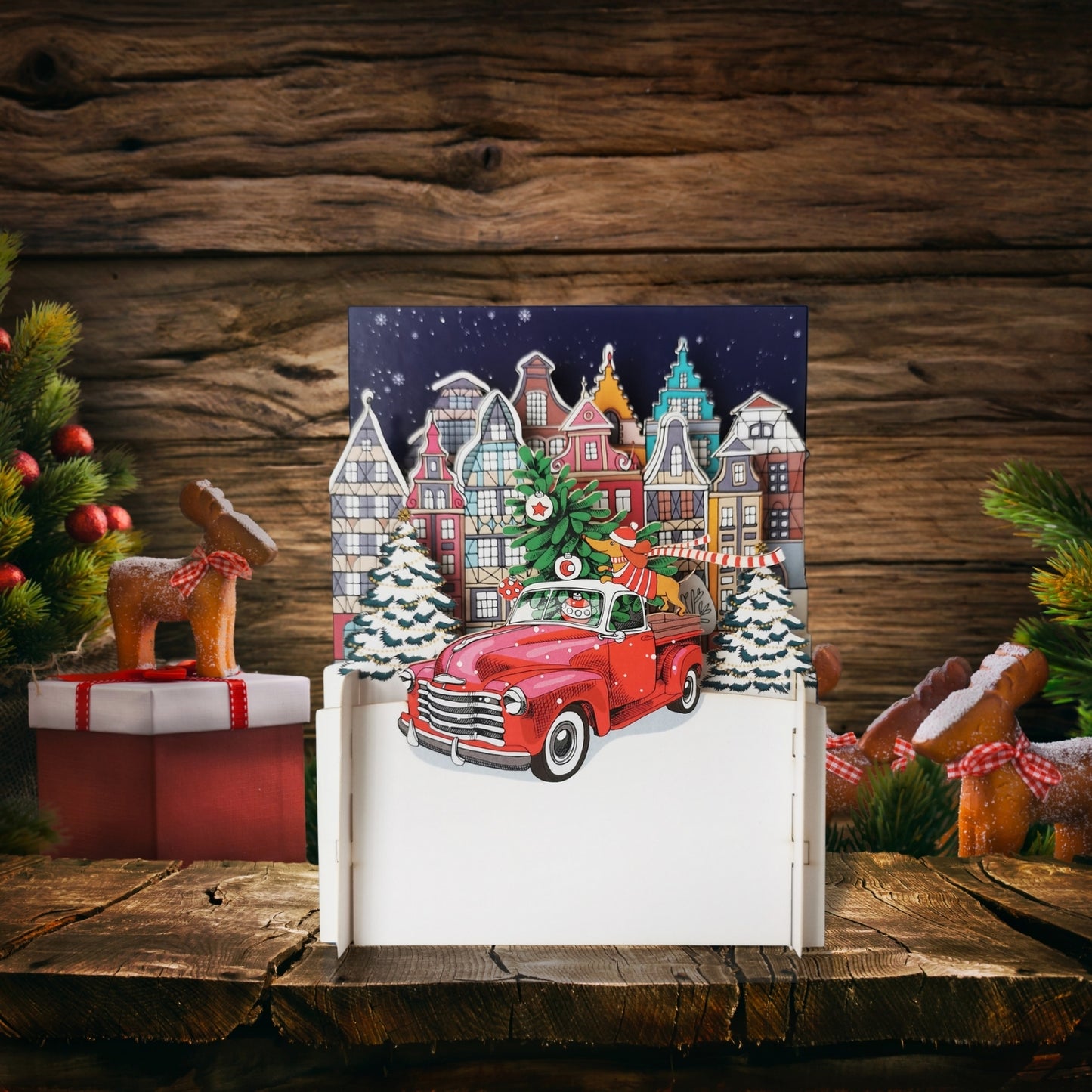 Alljoy 3D Dog Fetching The Pawsome Tree Pop Up Christmas Greeting Card