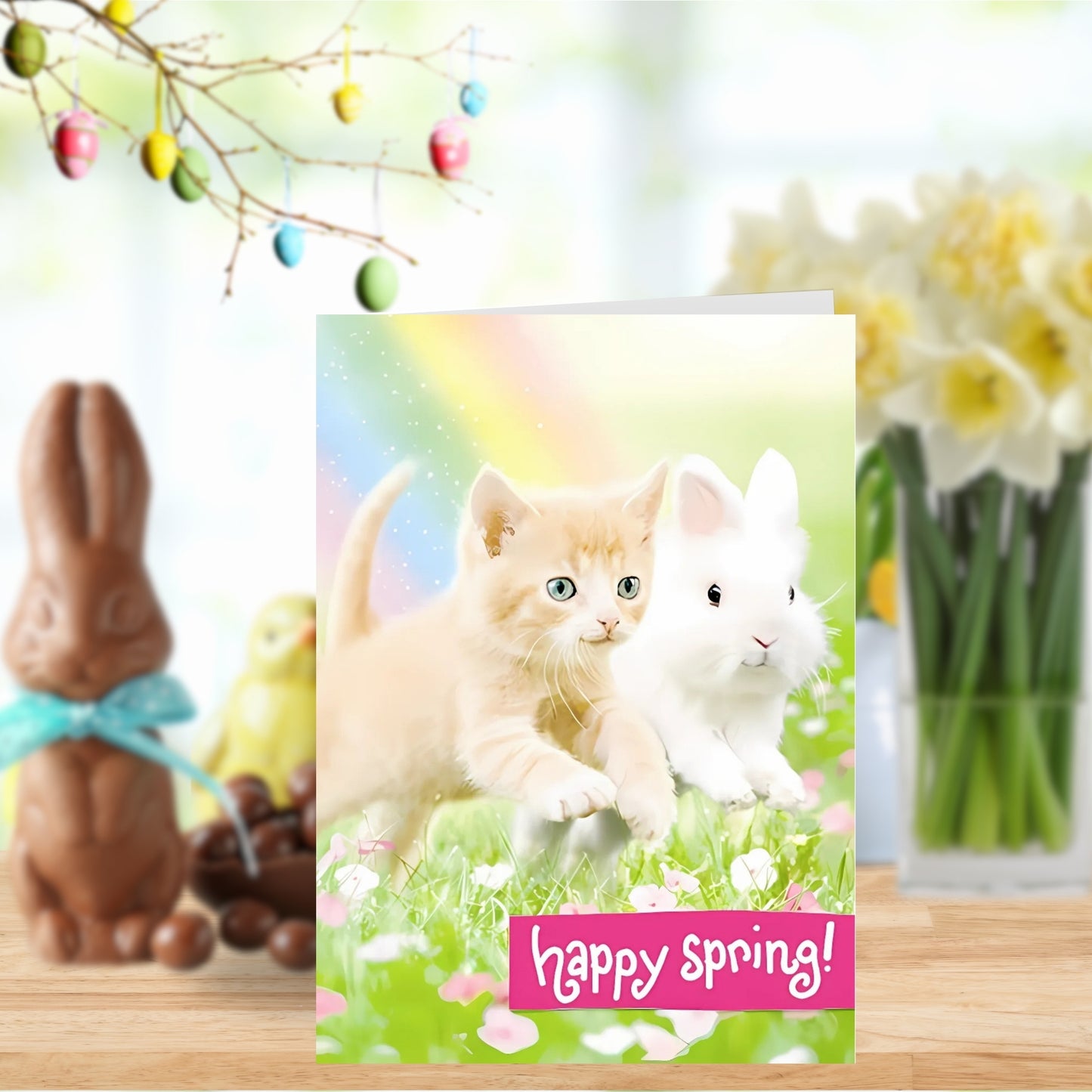 Avanti Cute Kitten & Bunny Easter Photo Greeting Card
