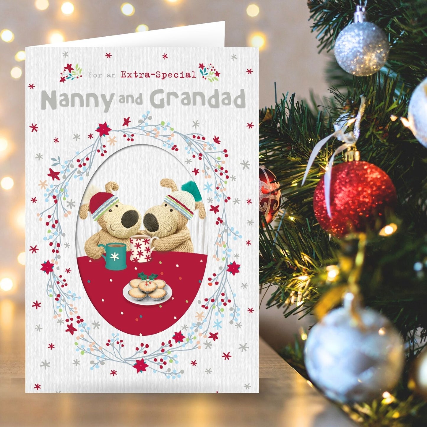 Boofle Special Nanny & Grandad Christmas Card Mince Pie Cute Xmas Greeting Cards