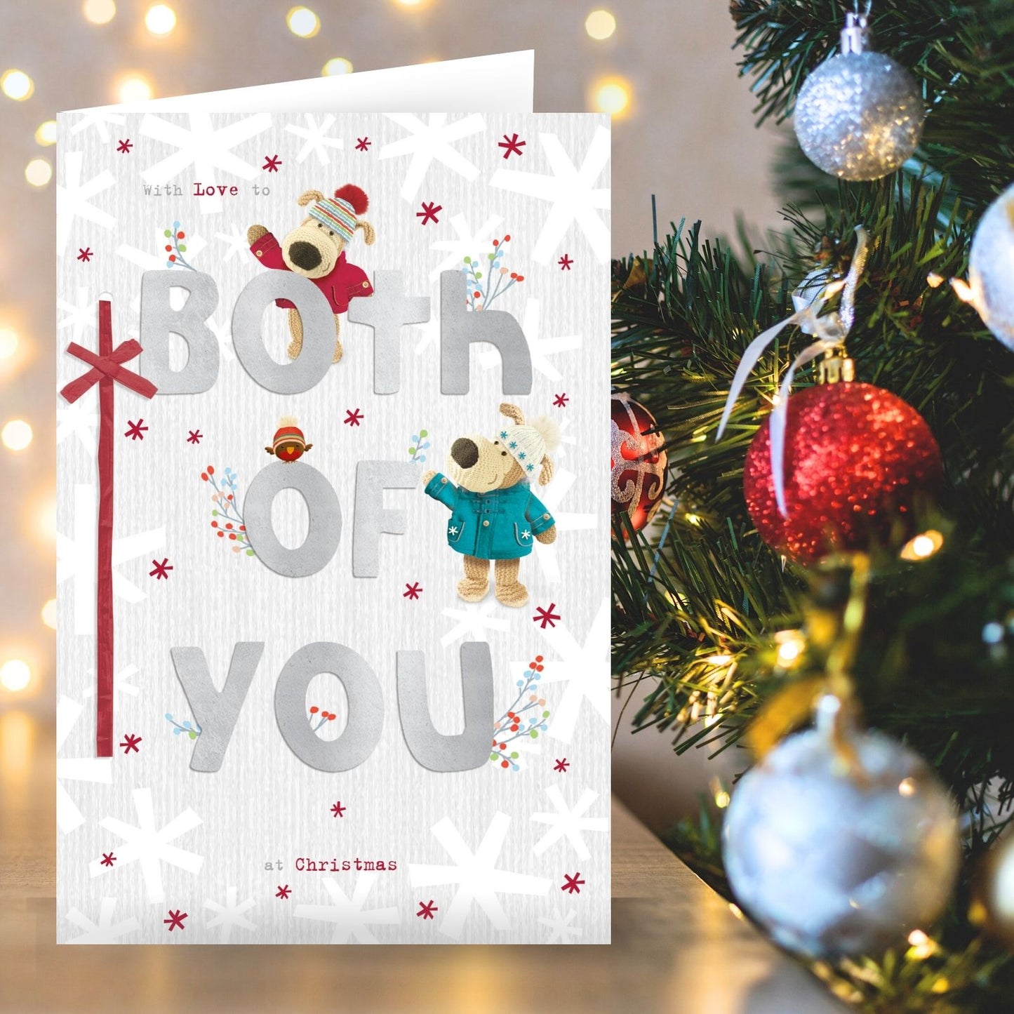 Boofle Love To Both Of You Christmas Card Embellished Cute Xmas Greeting Cards