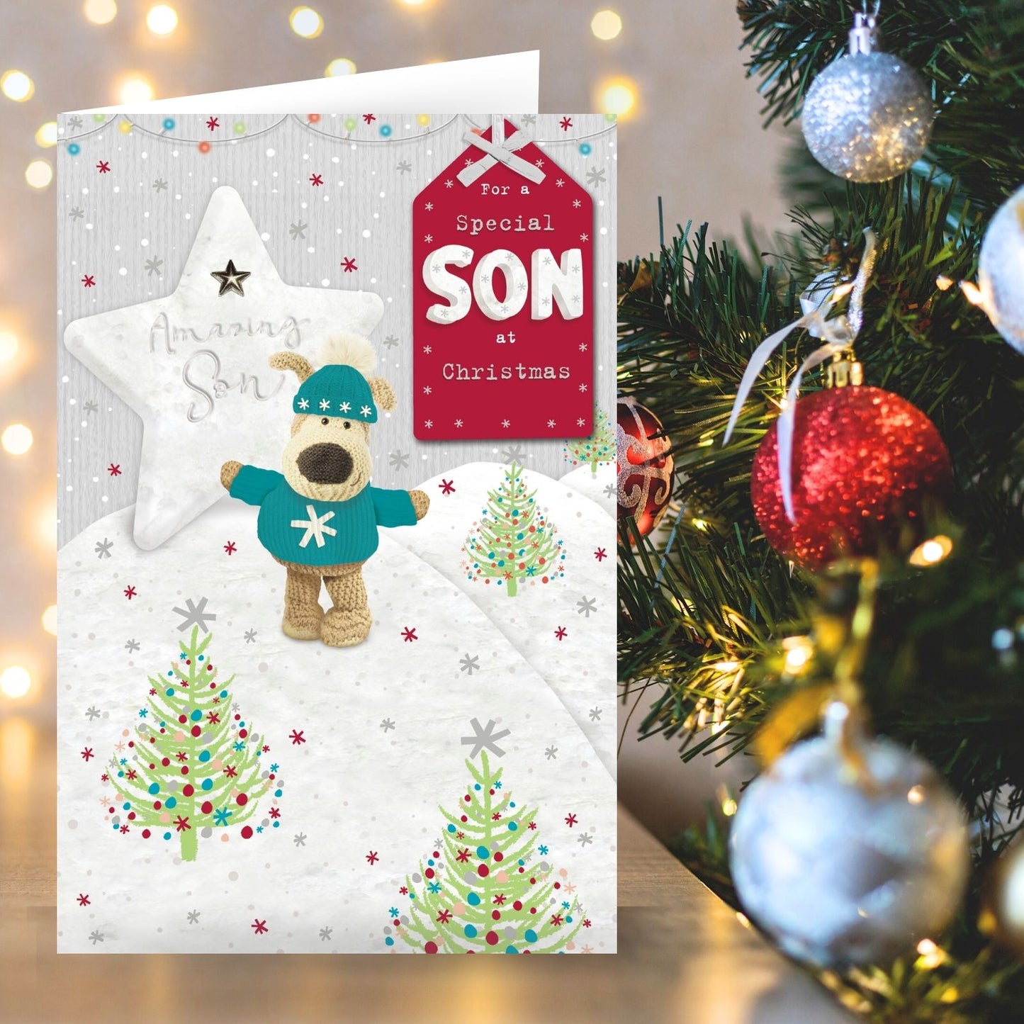 Boofle For A Special Son Christmas Card Embellished Cute Xmas Greeting Cards
