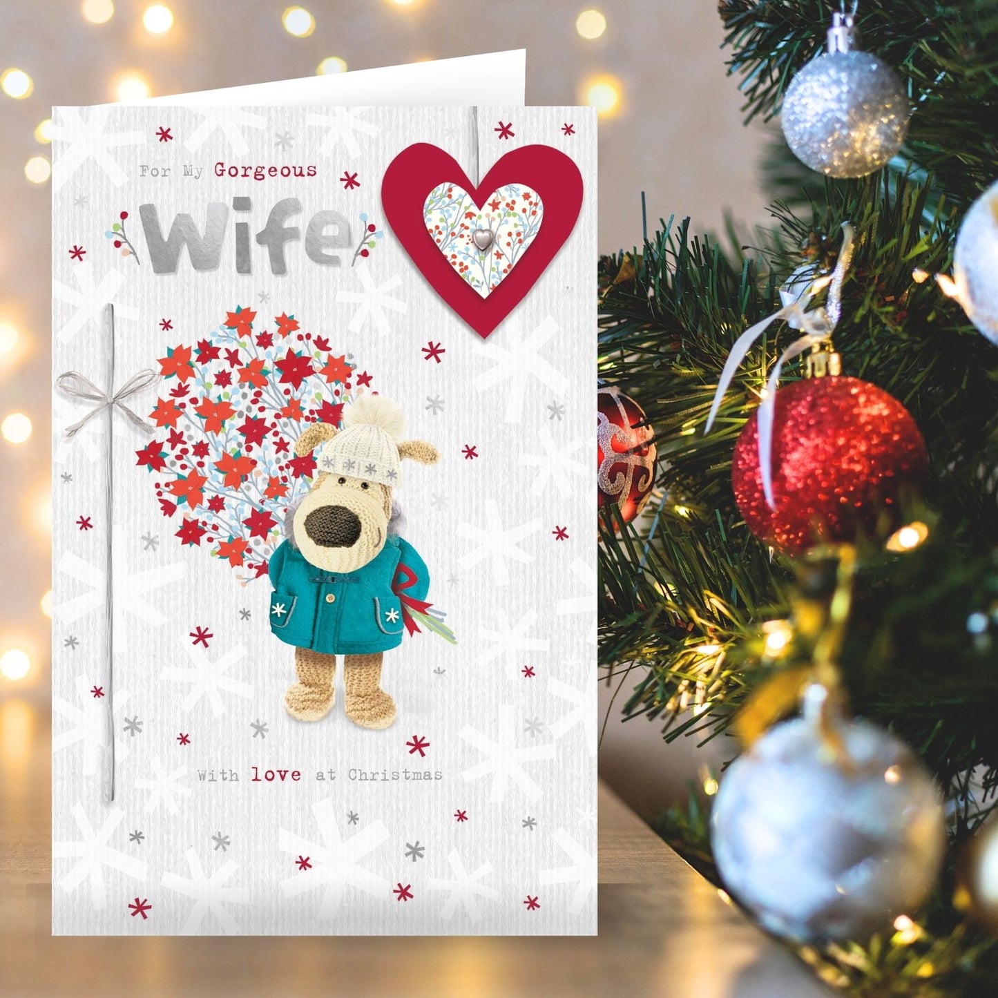 Boofle Gorgeous Amazing Wife Christmas Card Embellished Cute Xmas Greeting Cards