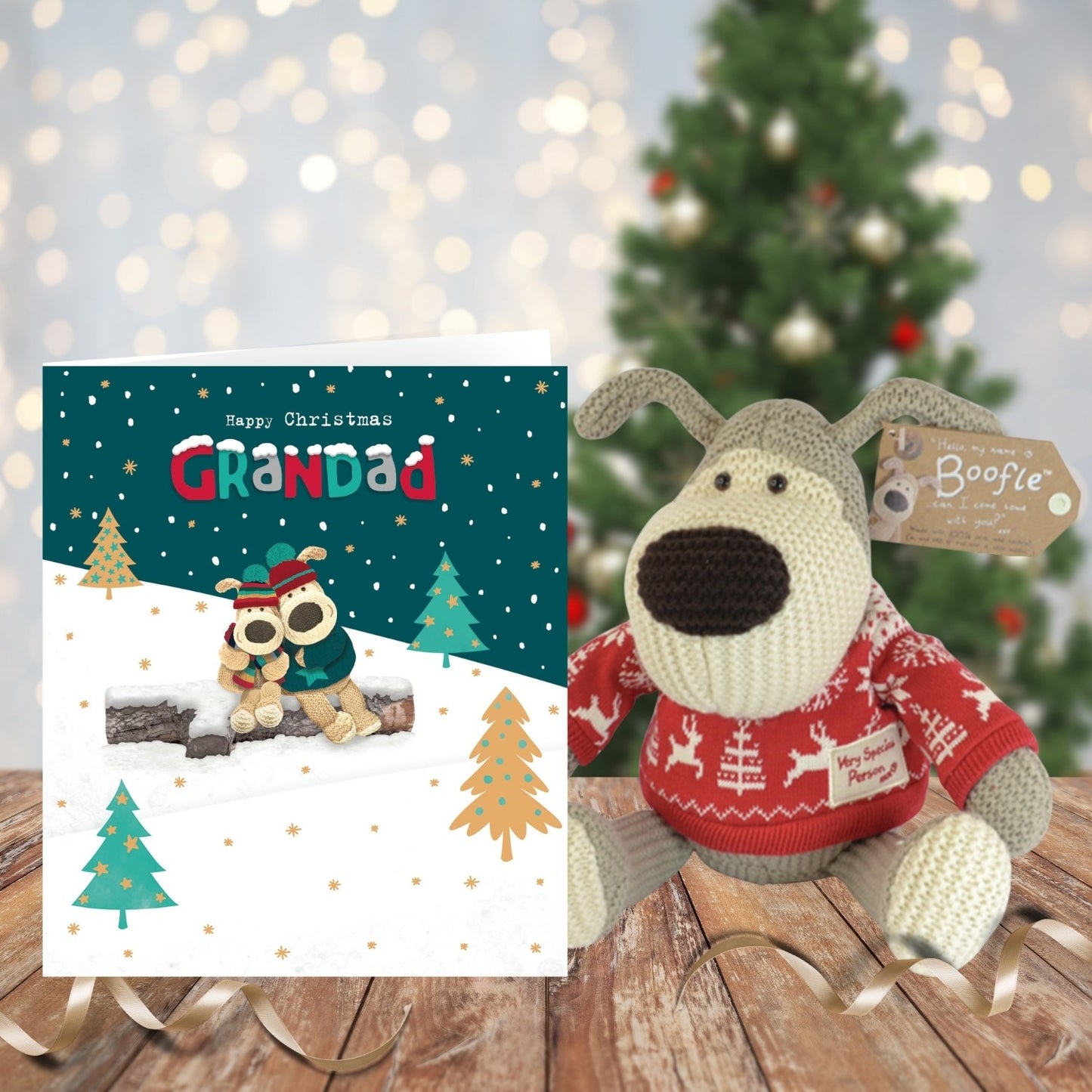 Boofle Happy Christmas Grandad Cute Snowy Snuggles Christmas Greeting Card