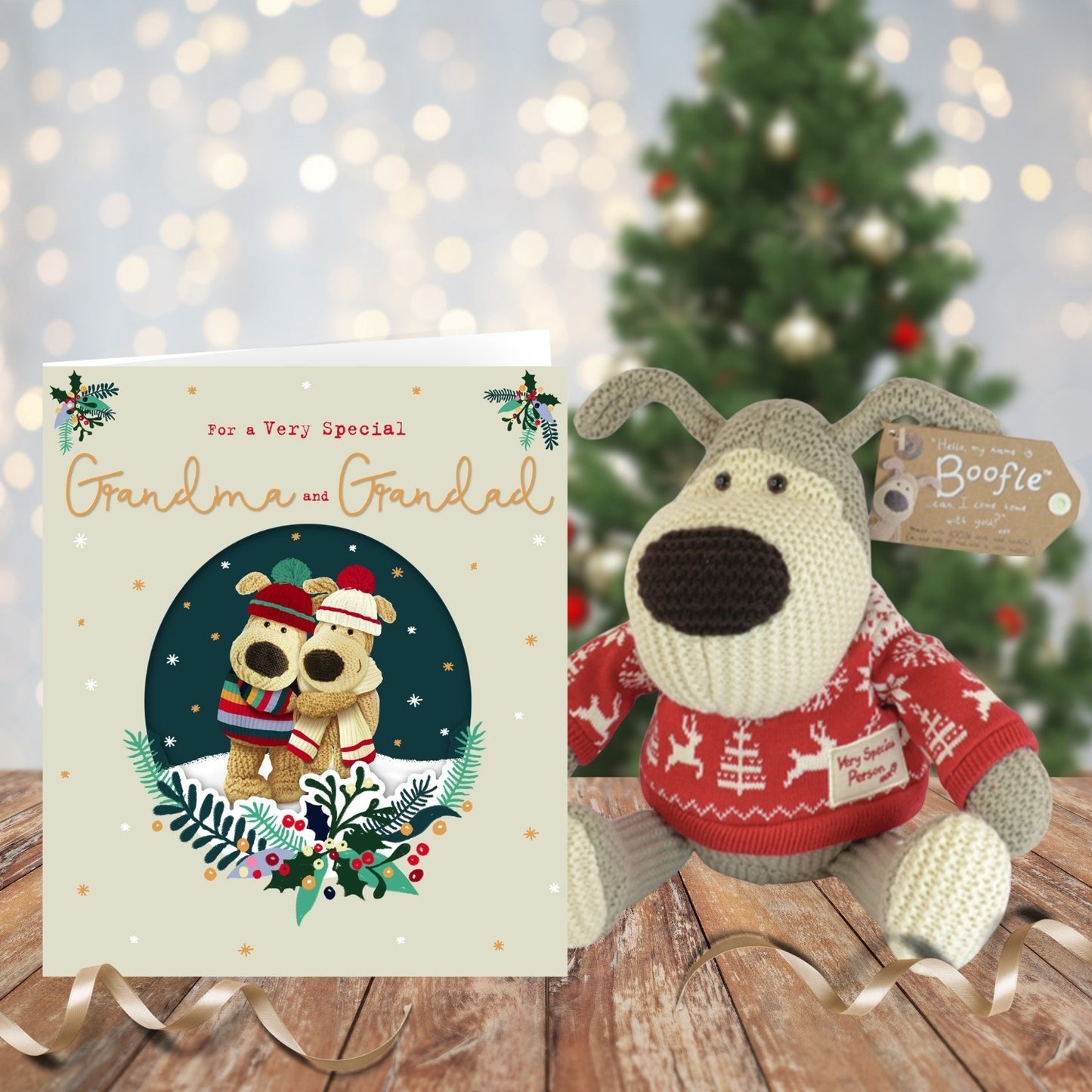Boofle Special Grandma & Grandad Grand-Hug-Tastic Cute Christmas Greeting Card