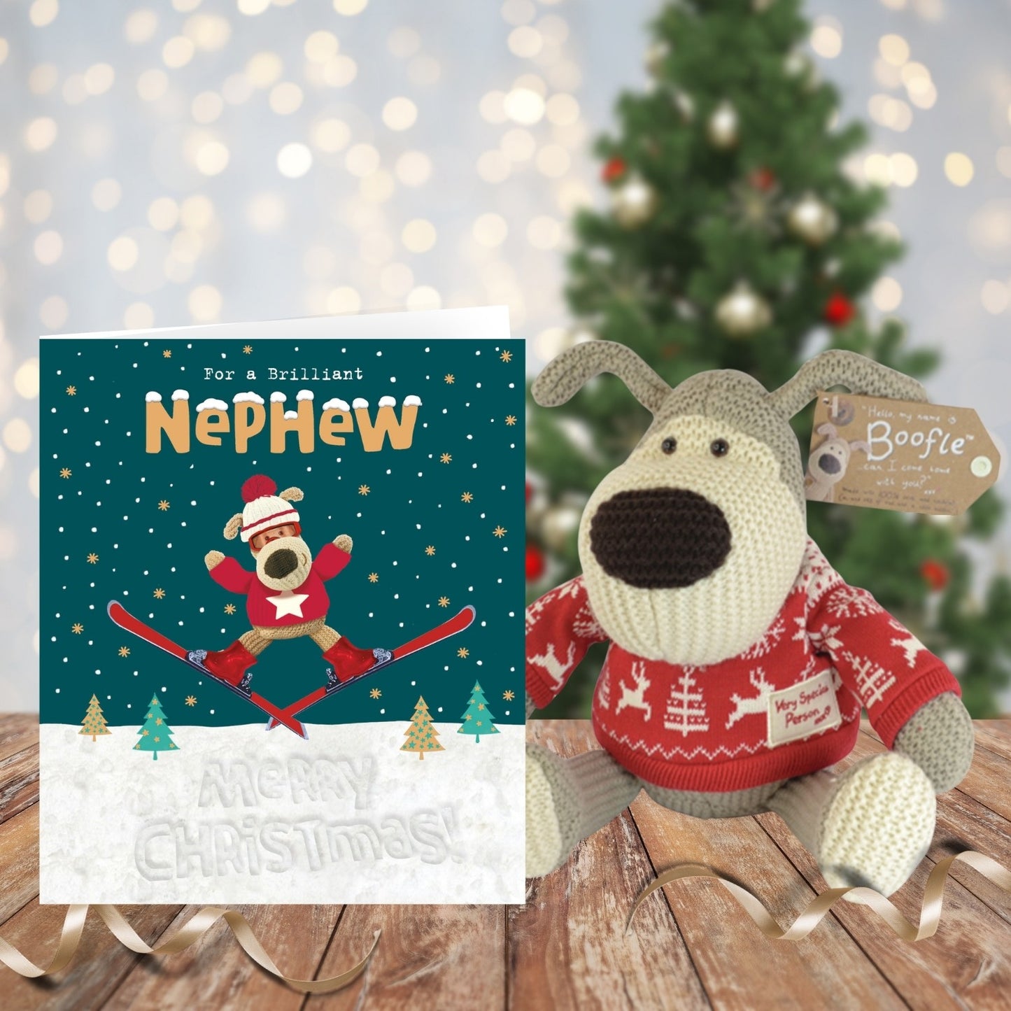 Boofle Brilliant Nephew Boofle's Ski Adventure Cute Christmas Greeting Card