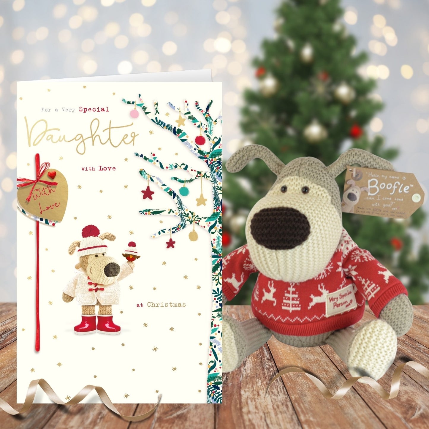 Boofle Embellished For A Very Special Daughter Cute Christmas Greeting Card