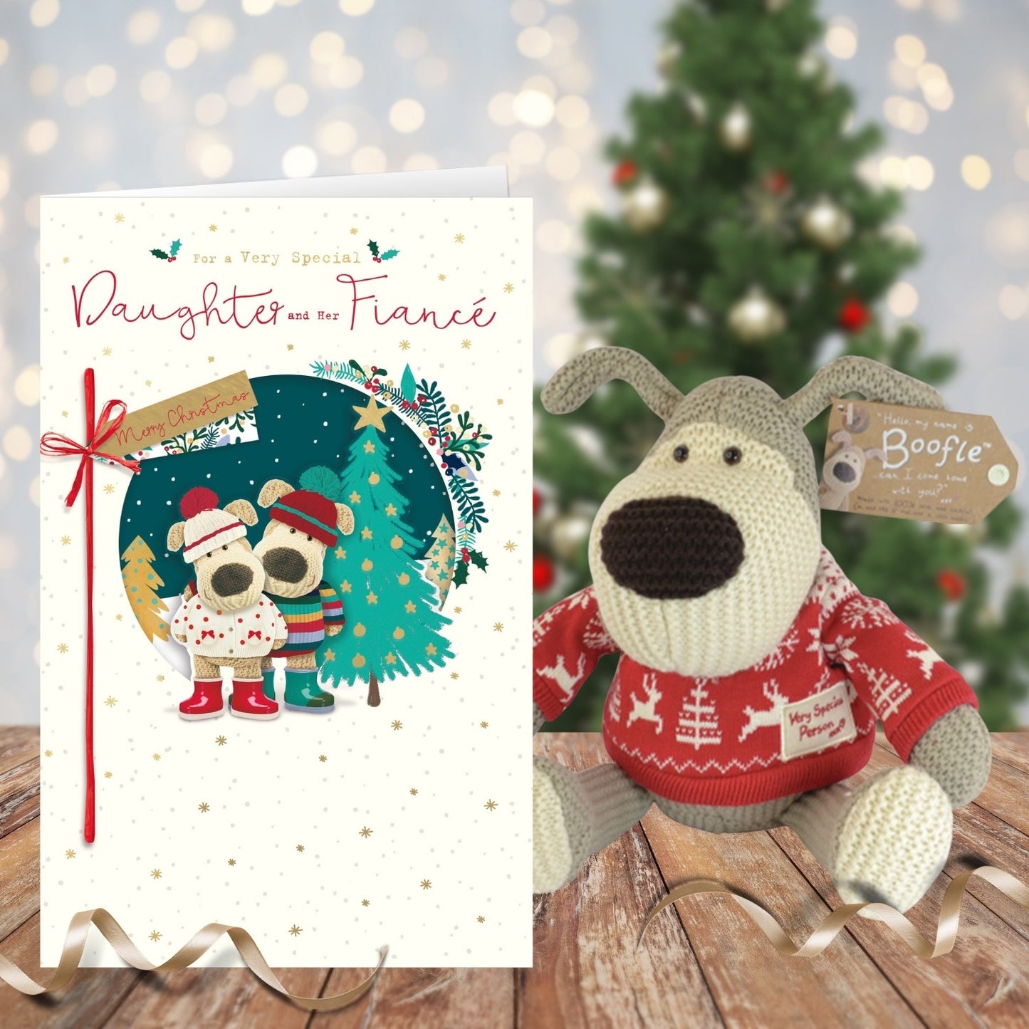 Boofle Embellished Daughter & Fiancé Boofle Cute Christmas Greeting Card