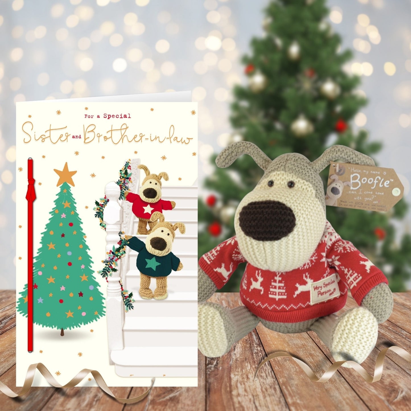Boofle Embellished Sister & Brother-In-Law Festive Cute Christmas Greeting Card