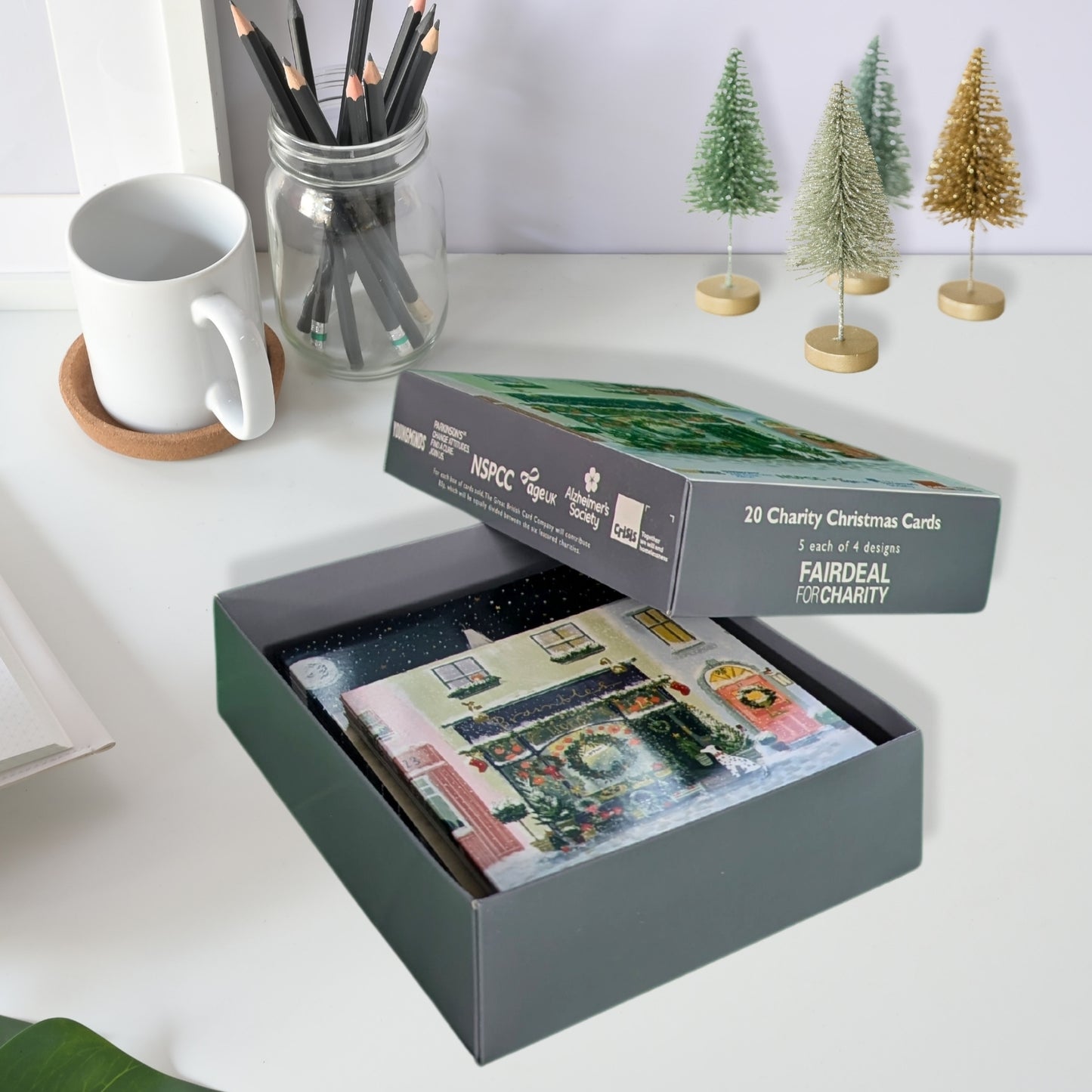 Box Of 20 Fairdeal Artsy Christmas Magic Charity Christmas Cards In 4 Designs