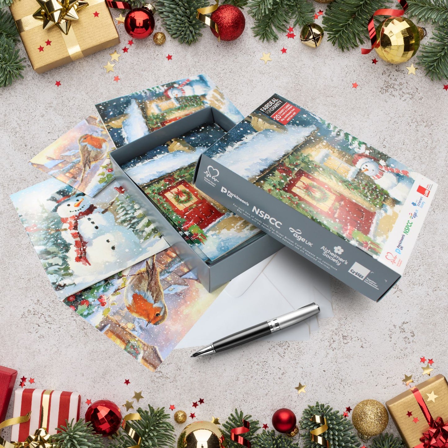 Fairdeal Box of 20 Festive Charity Christmas Cards Supporting Multiple Charities