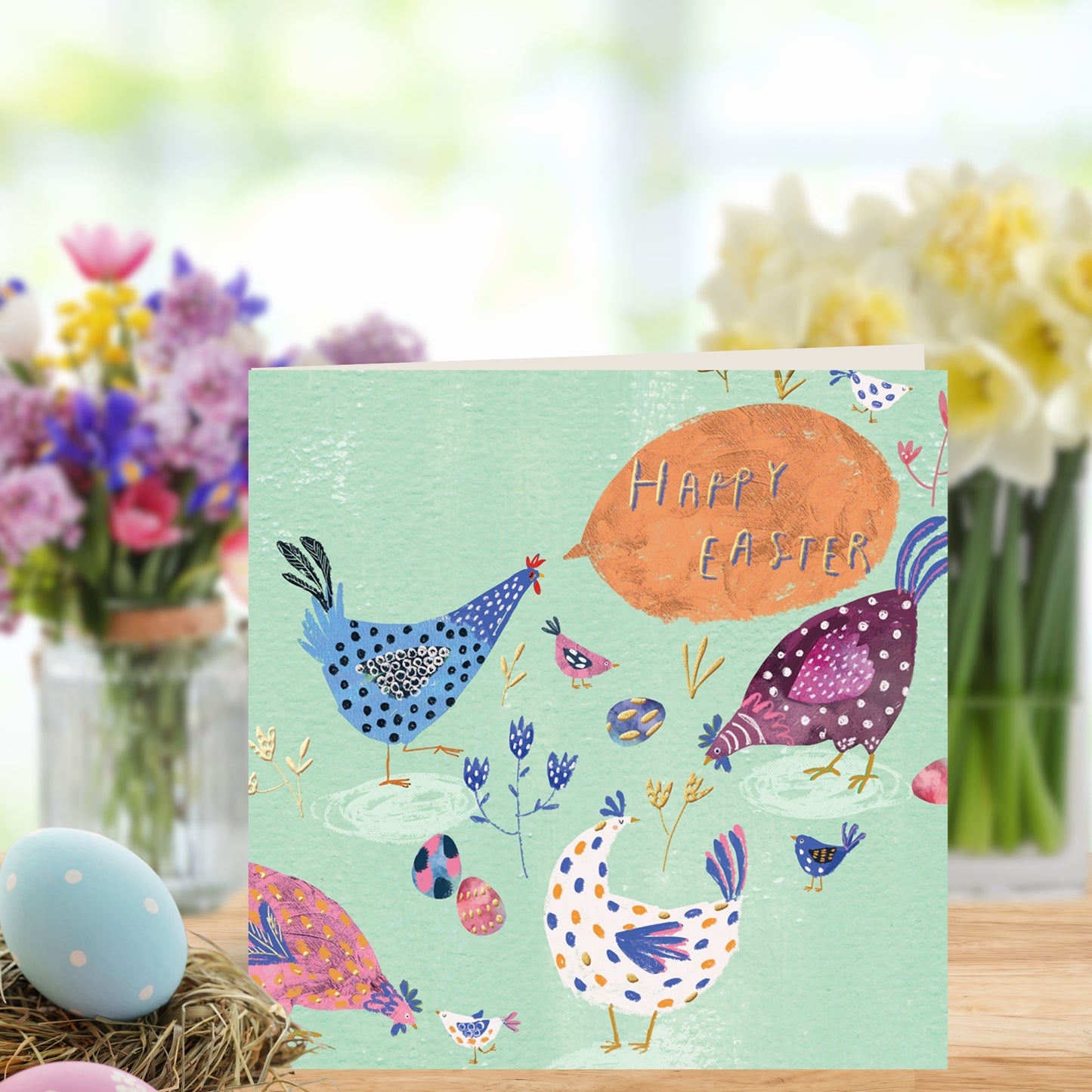 Happy Easter Clucking Happy Easter Foiled Easter Card