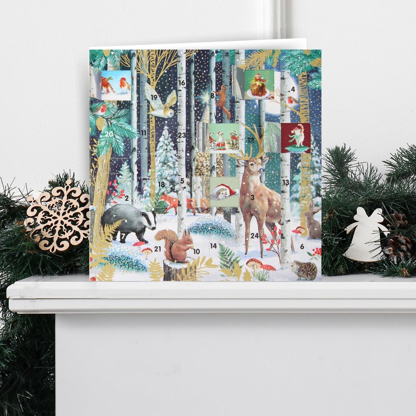Advent Calendar Christmas Card Magical Winter Forest Xmas Countdown Card