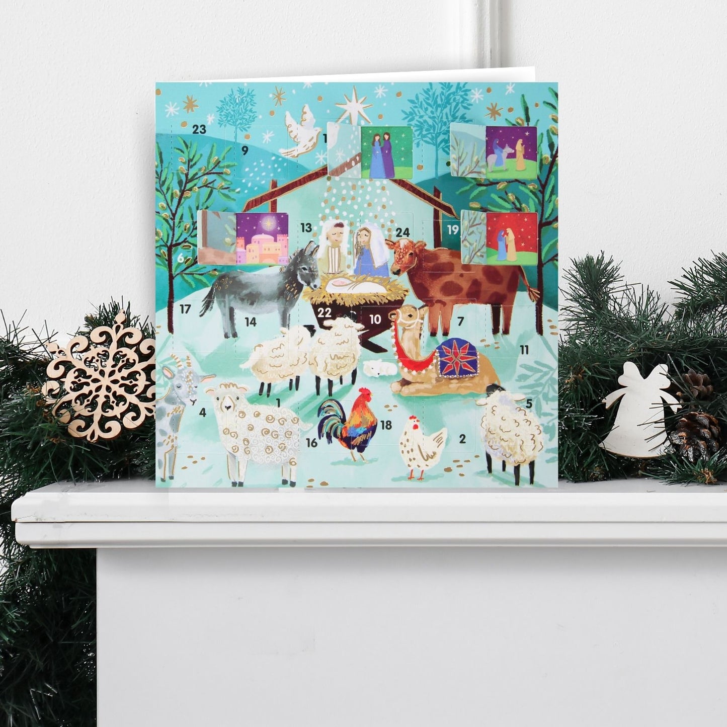 Advent Christmas Greeting Card The Nativity Joyful Xmas Countdown Card