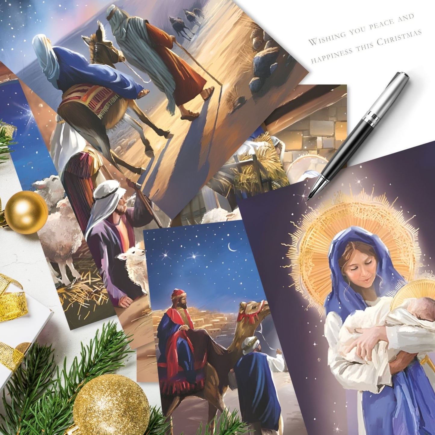 Box of 24 Christmas Cards Religious Themed Joyful Xmas Cards In 6 Designs