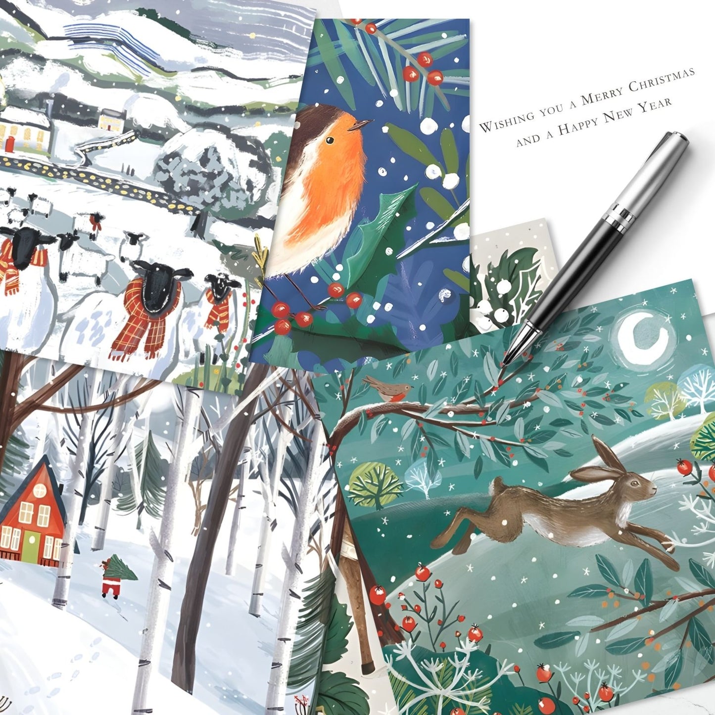 Charity Box of 30 Christmas Cards Artistic Cards Supporting Multiple Charities