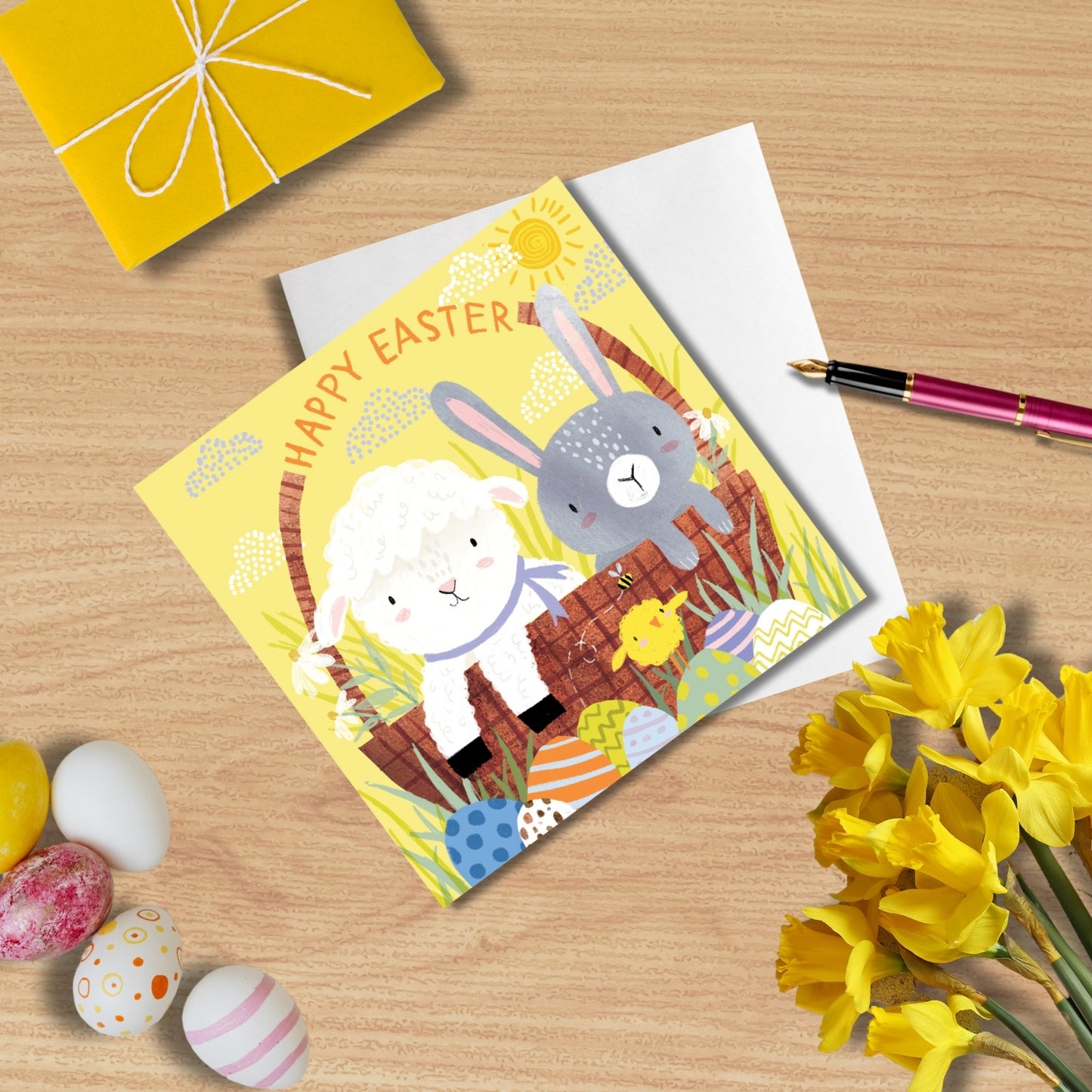 Pack of 5 Cute Bunny & Lamb Easter Cards