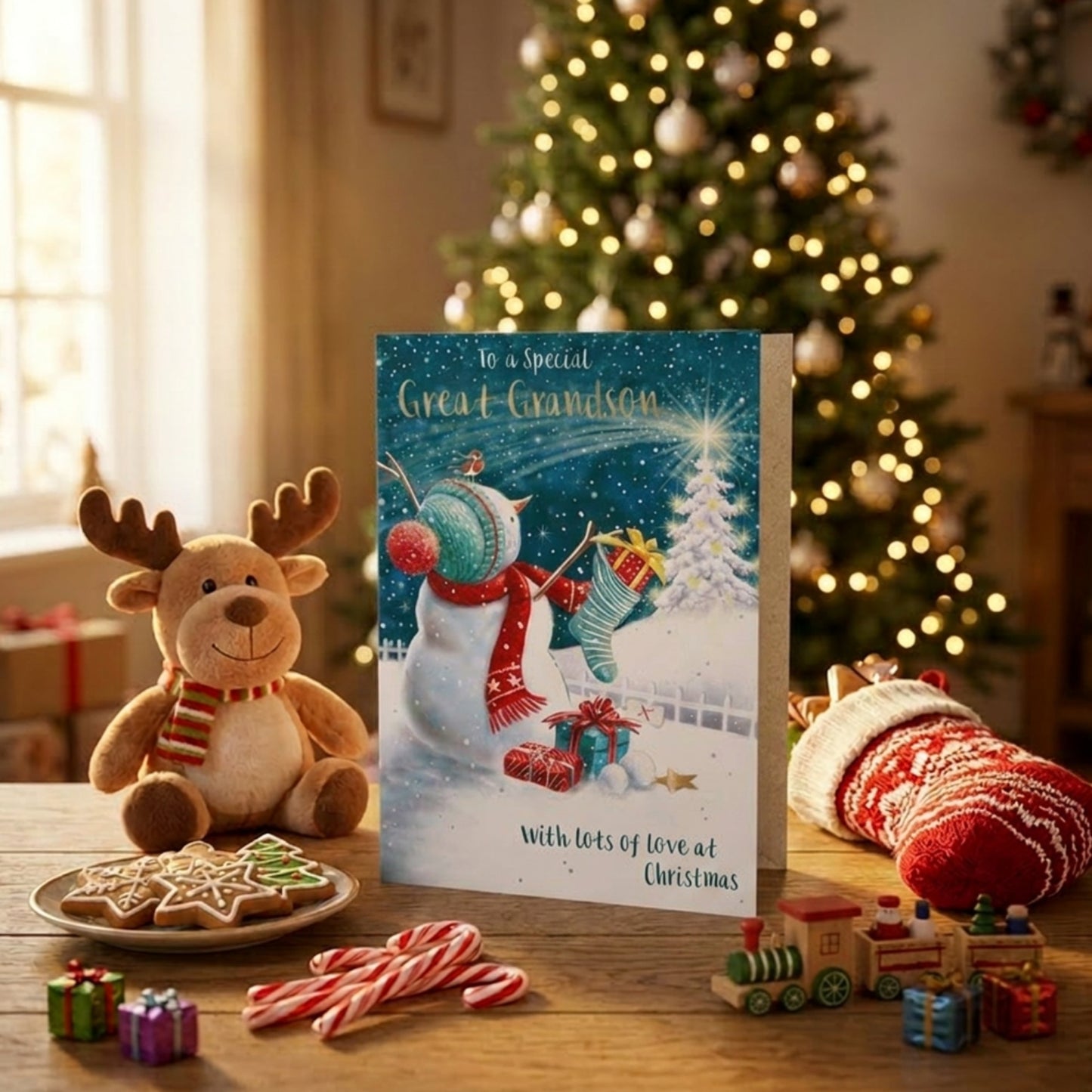 To A Special Great-Grandson Snowman Foiled Christmas Greeting Card