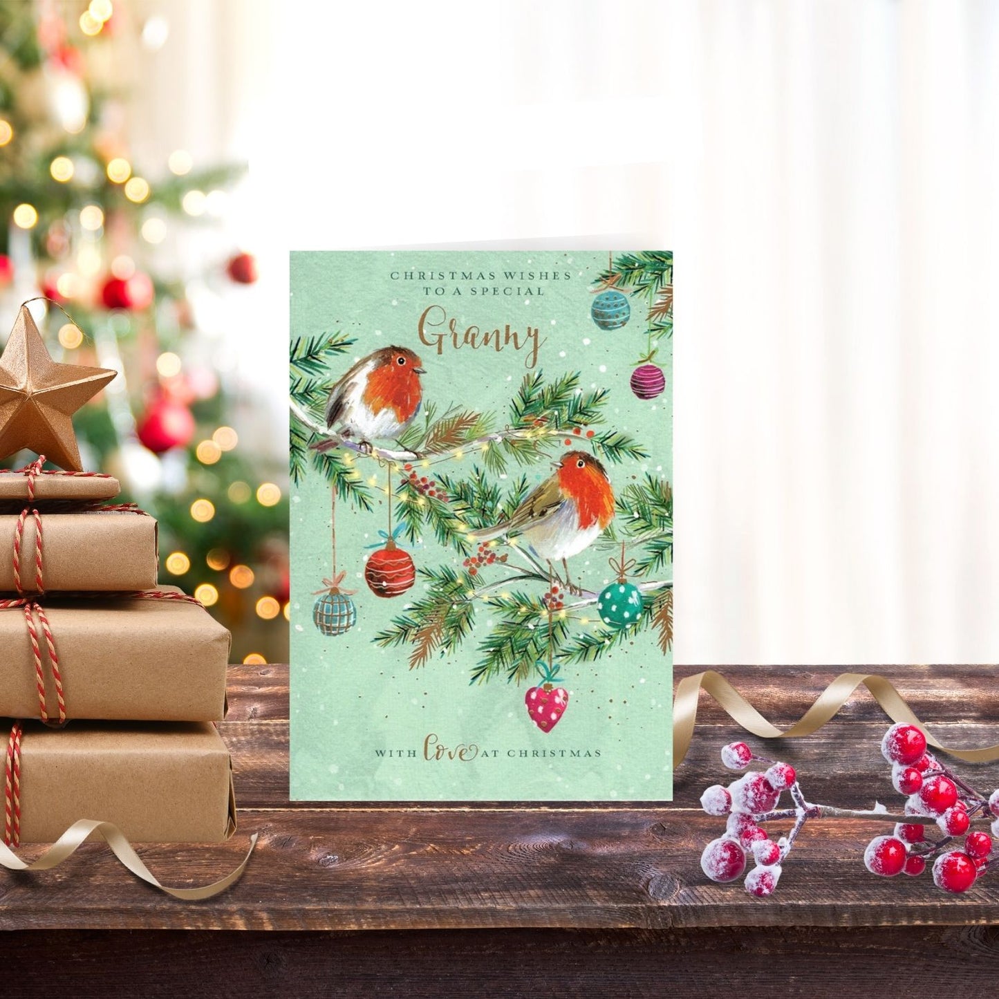The Wildlife Special Granny Festive Robins Artistic Christmas Greeting Card