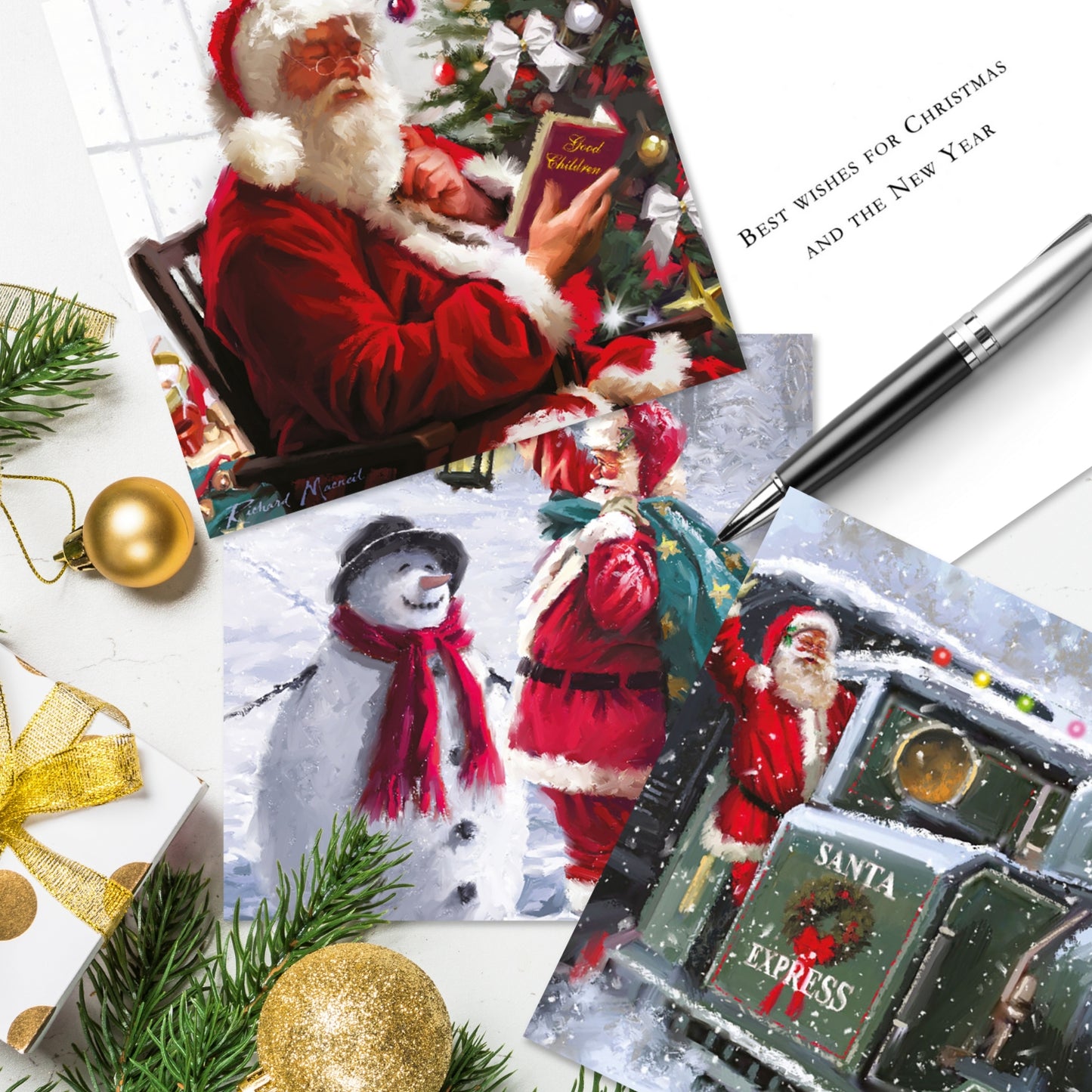 Box of 12 Jolly Festive Santa Assorted Christmas Cards