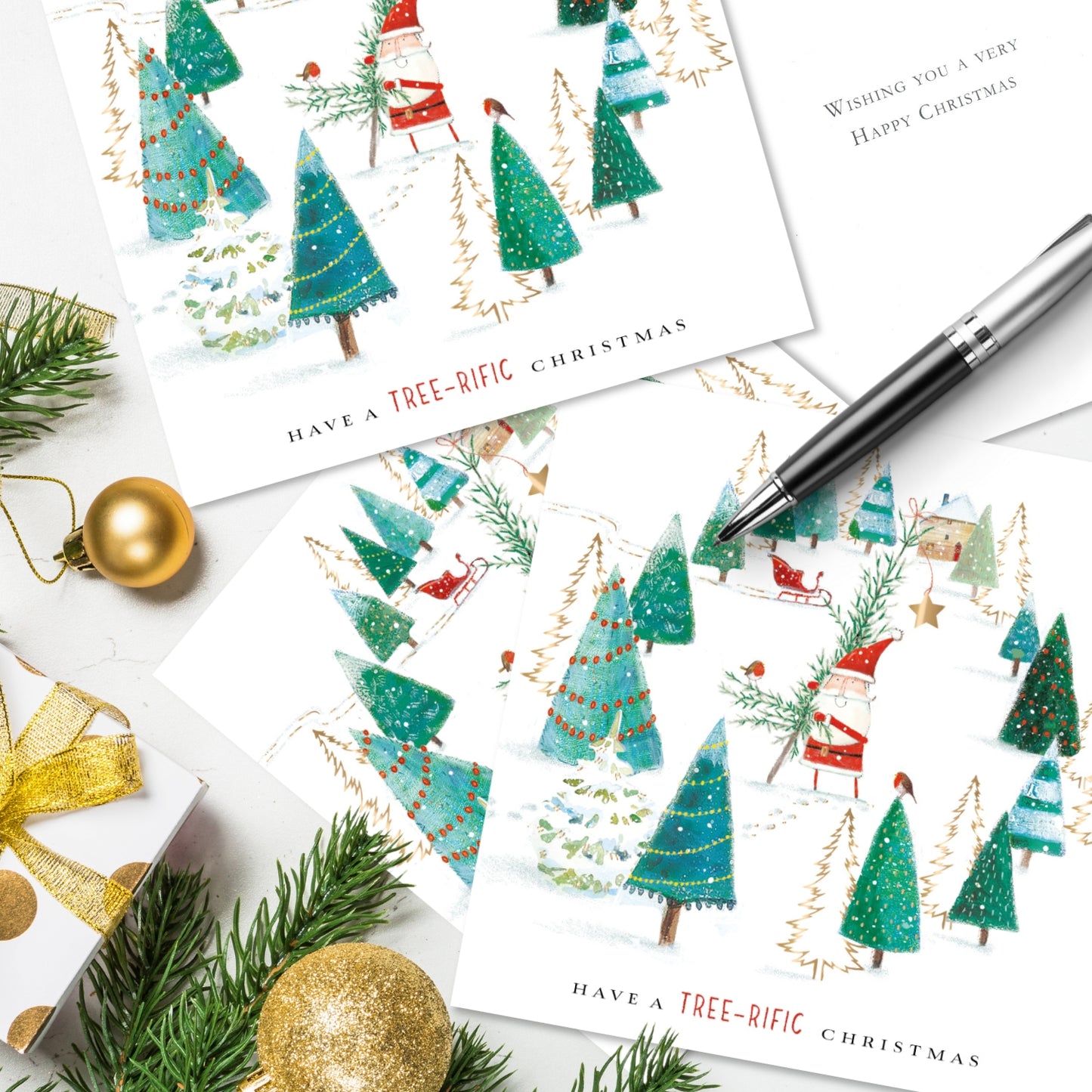 Box of 8 Tree-rific Shooting Star Children's Hospices Foiled Christmas Cards