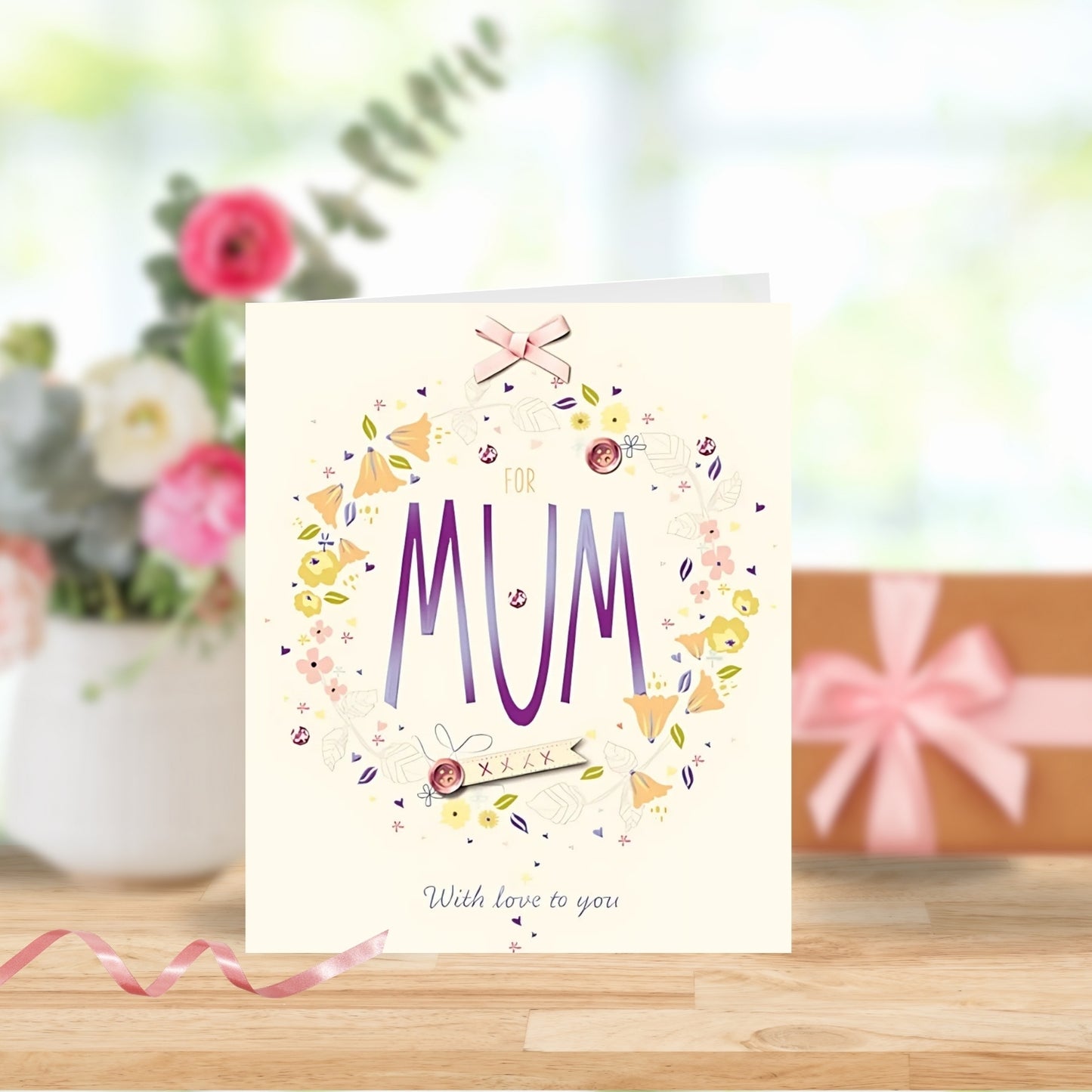 For Mum With Love Happy Mother's Day Greeting Card