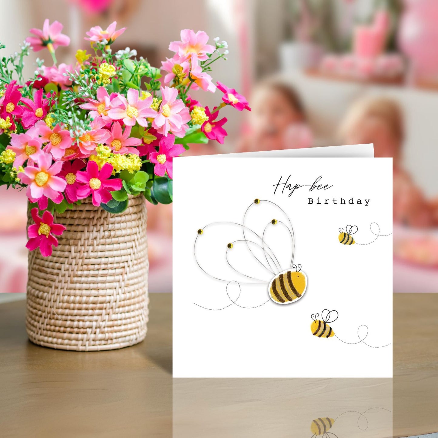 Hap-Bee Birthday Buzz-Tastic Fun! Birthday Hand-Finished Greeting Card