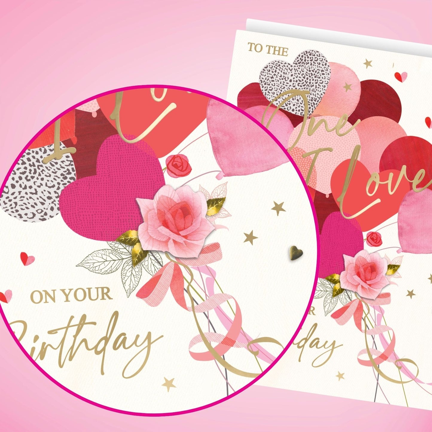 Large Embellished A4 One I Love Birthday Greeting Card Heart Balloons For Her